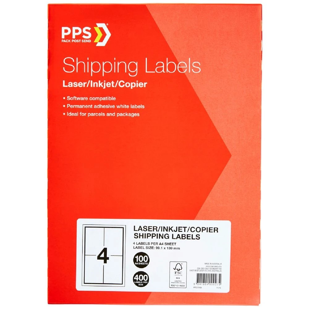 1 PPS Inkjet Laser Shipping Labels 4UP 100 Sheets, 1 of 3