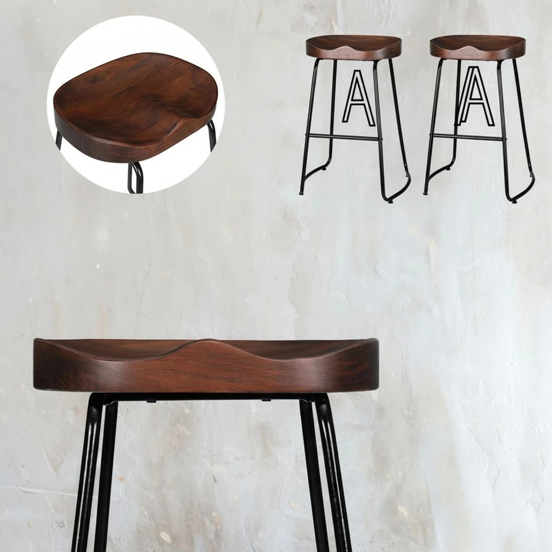 5 Artiss 2x Bar Stools Tractor Seat 65cm - Brown, 5 of 7