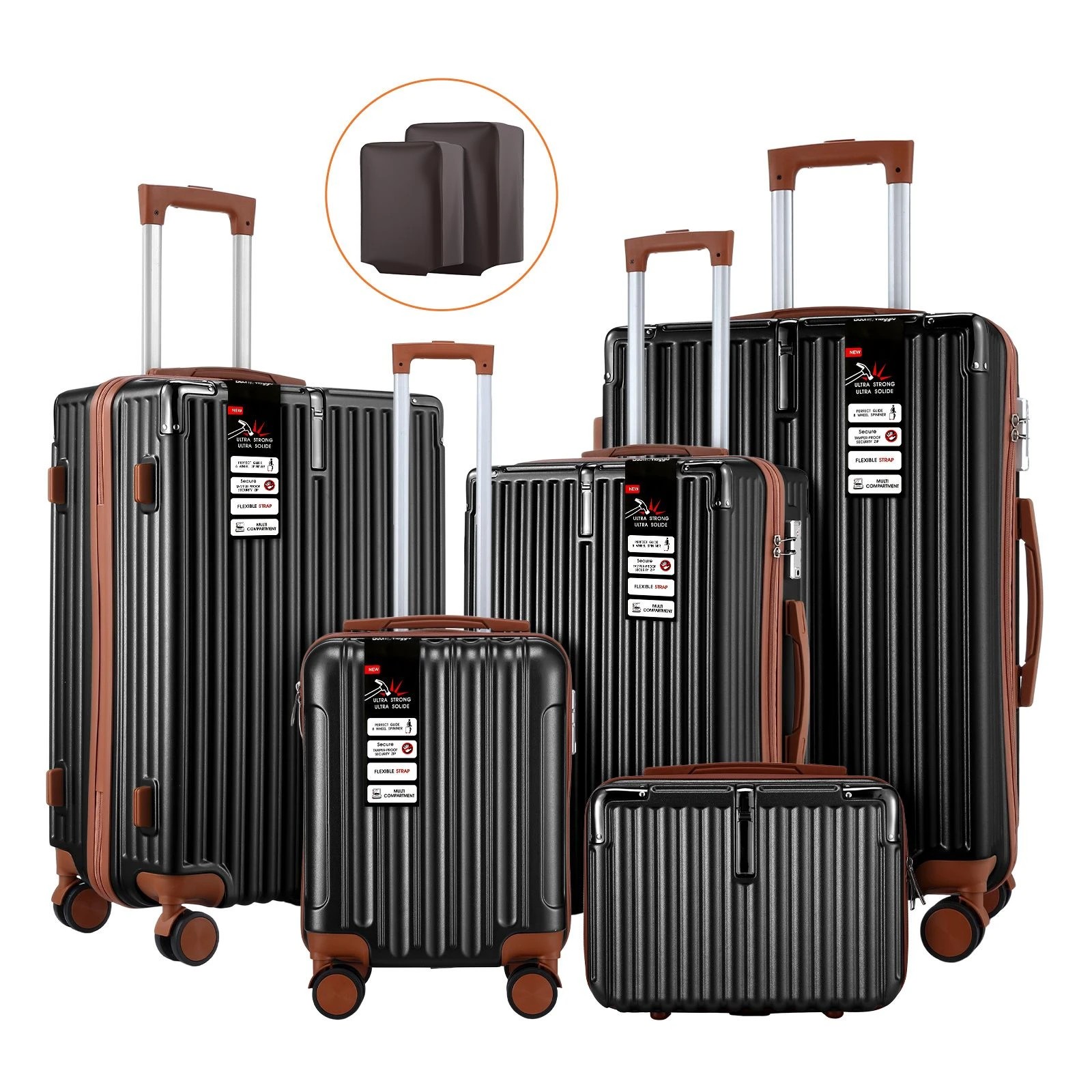 3 Buon Viaggio 5 Piece Lightweight Hard Case Suitcases Luggage Set with Rolling Wheels, TSA Lock & Front Hook, 3 of 6