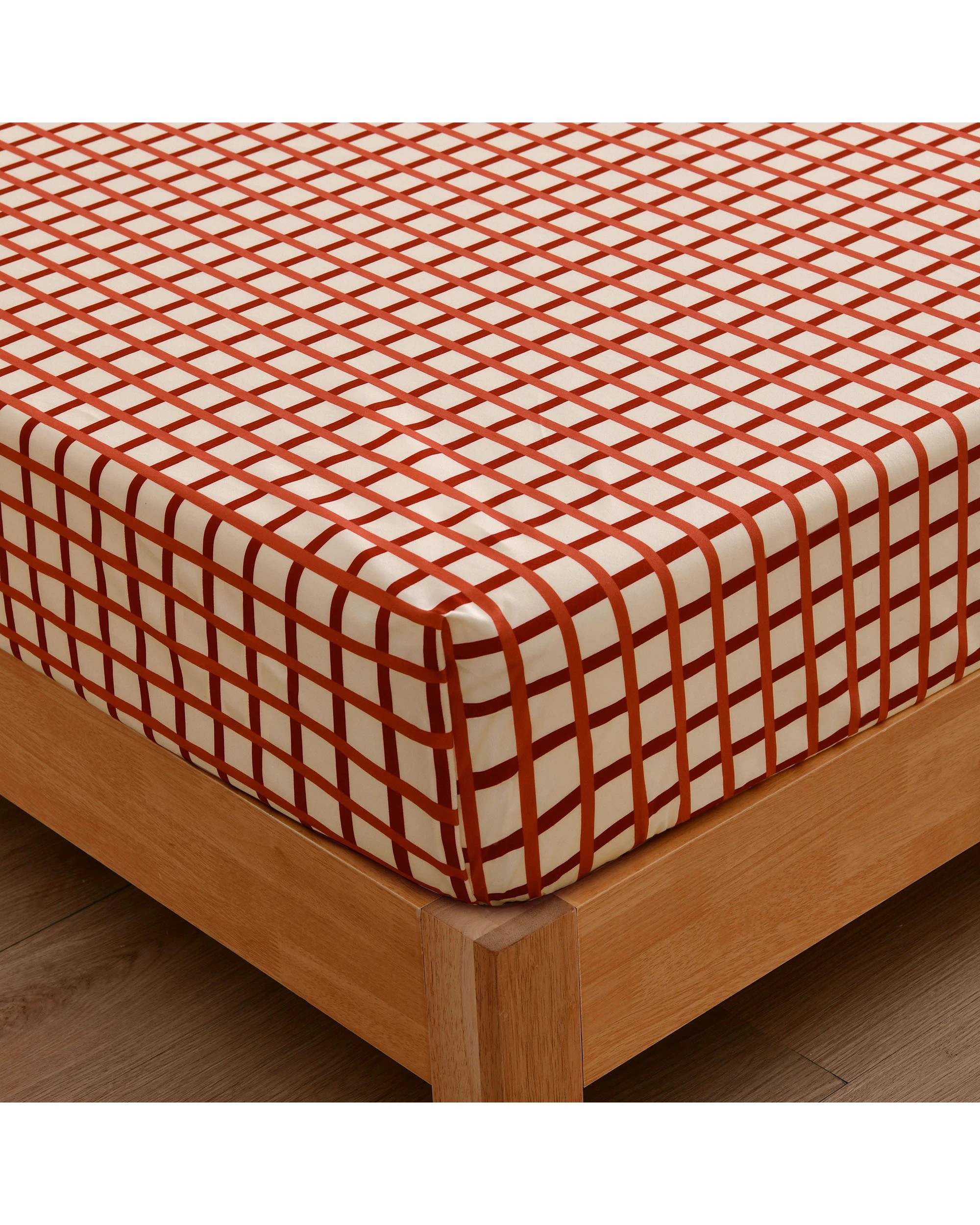 6 Dreamaker Micro Flannel Grid Combo Fitted Sheet Set - Queen Bed - Sienna, 6 of 7