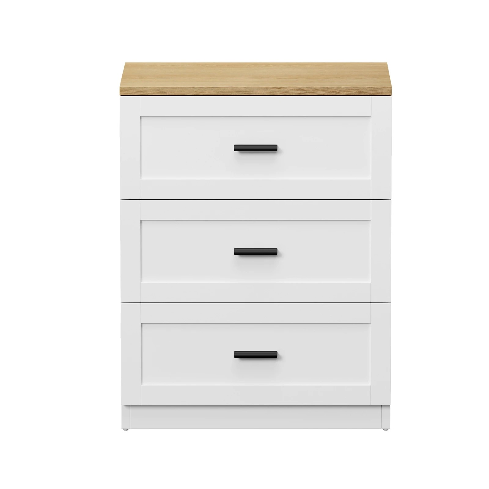 6 Oikiture 2pc Bedside Table 3 Drawers Nightstand Cabinet End Table - White, 6 of 8