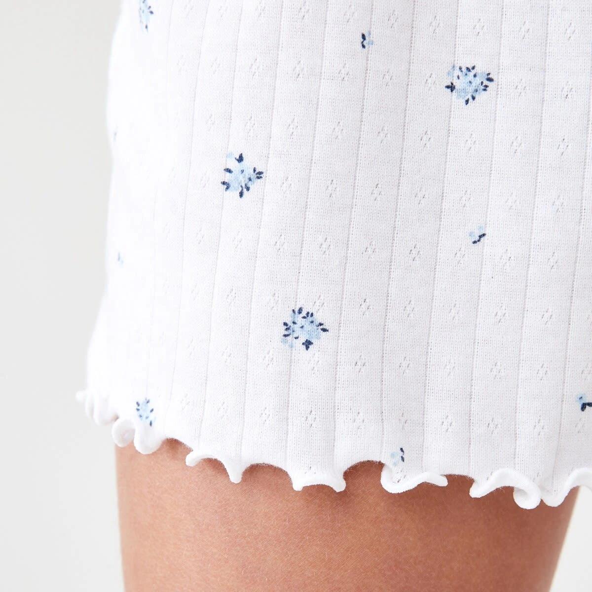 6 Pointelle Pyjama Set WHITE FLORAL, 6 of 10