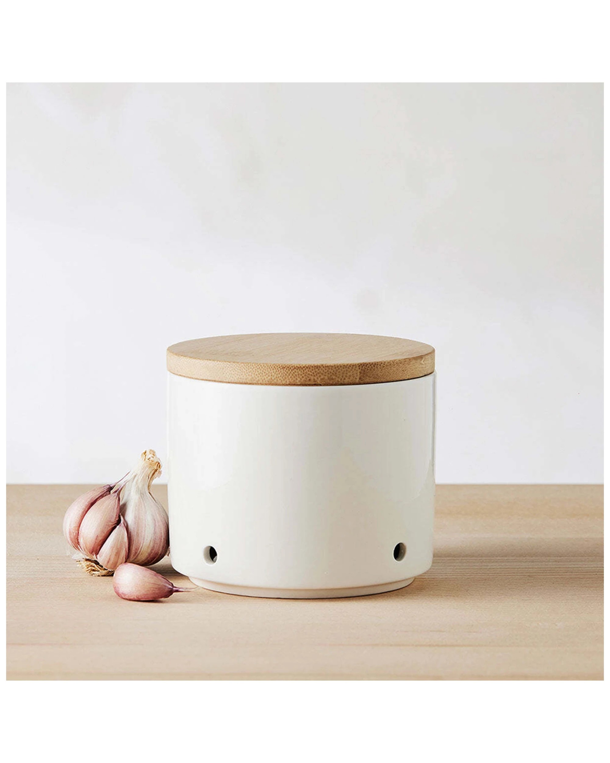 2 Maxwell & Williams Basics 10cm Garlic Pot Spice Container Kitchen Storage
 - White, 2 of 3