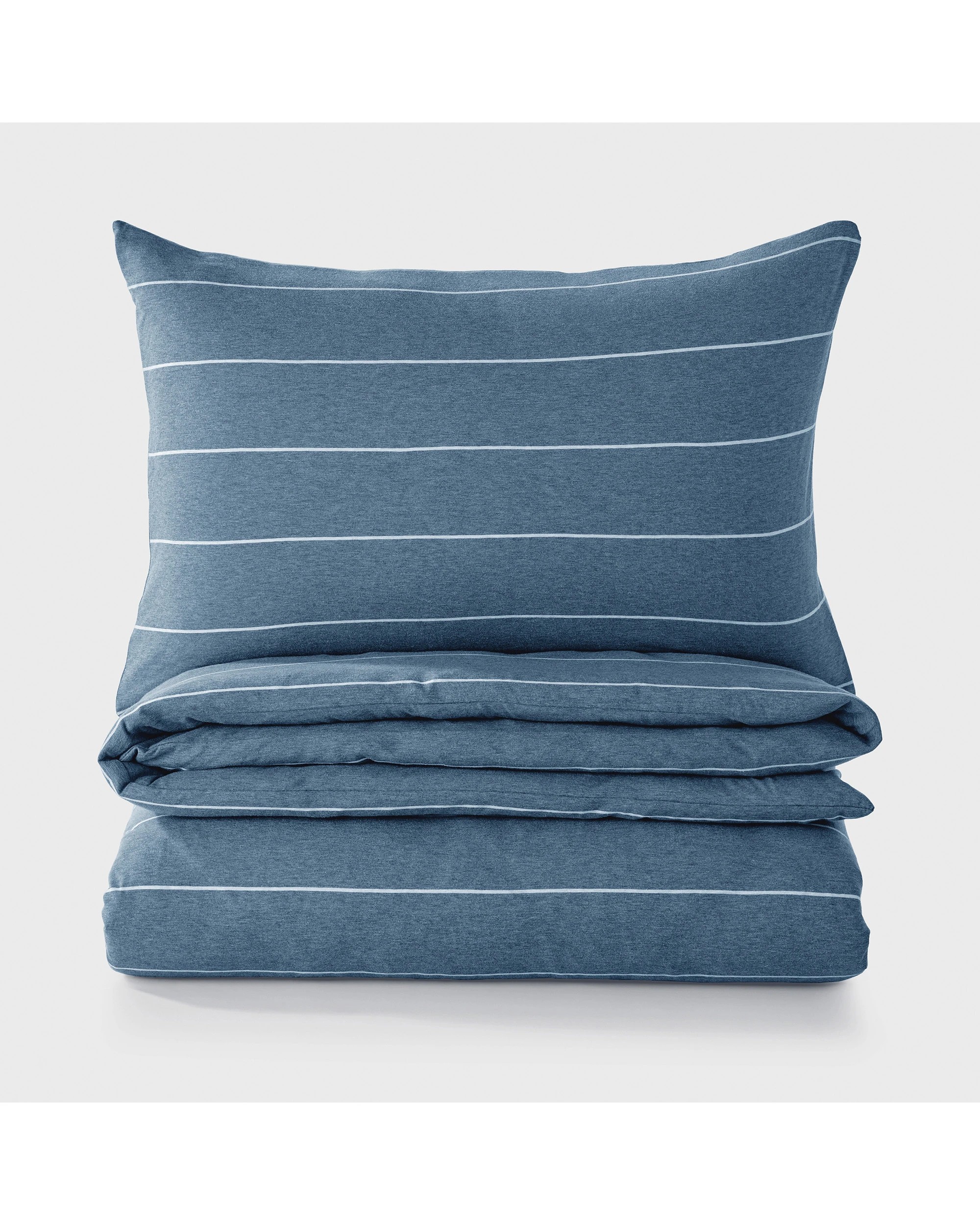 5 Dreamaker Jersey Luxe 100% Cotton Reversible Quilt Cover Set Charcoal - King Bed - Denim, 5 of 10