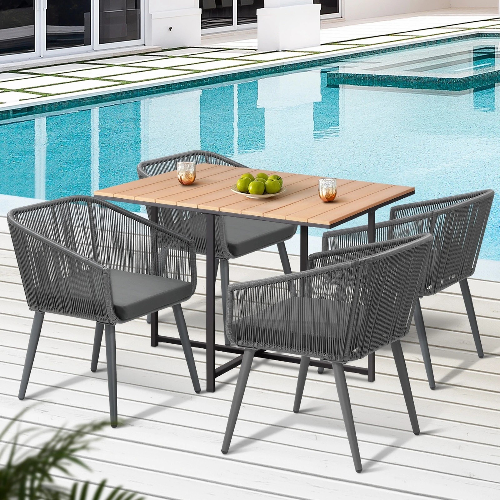 4 Livsip 5pcs Outdoor Dining Set Furniture Table Lounge Chairs Patio Setting - Multi, 4 of 9