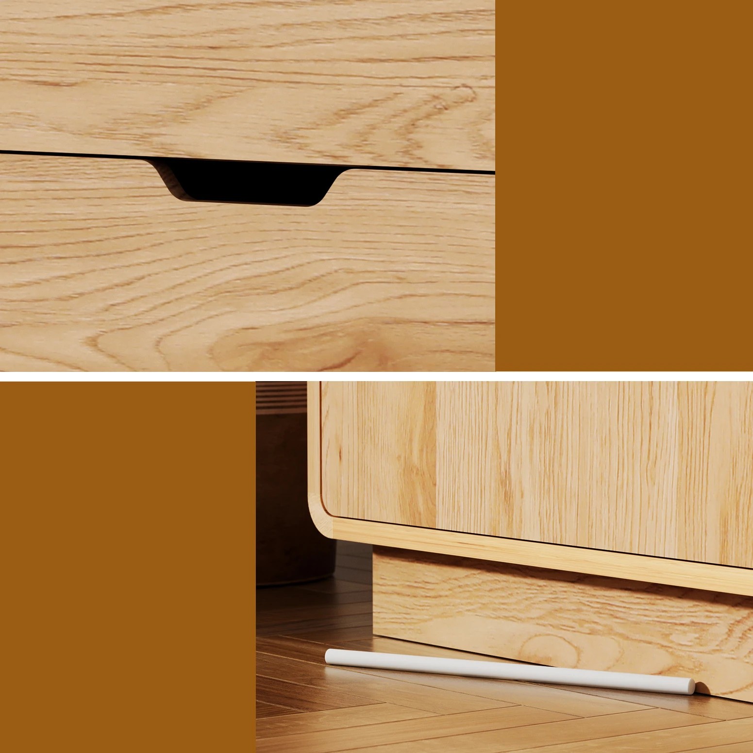 7 Artiss Buffet Sideboard Cabinet Storage Kitchen Cupboard Drawers Round Edge - Natural, 7 of 10