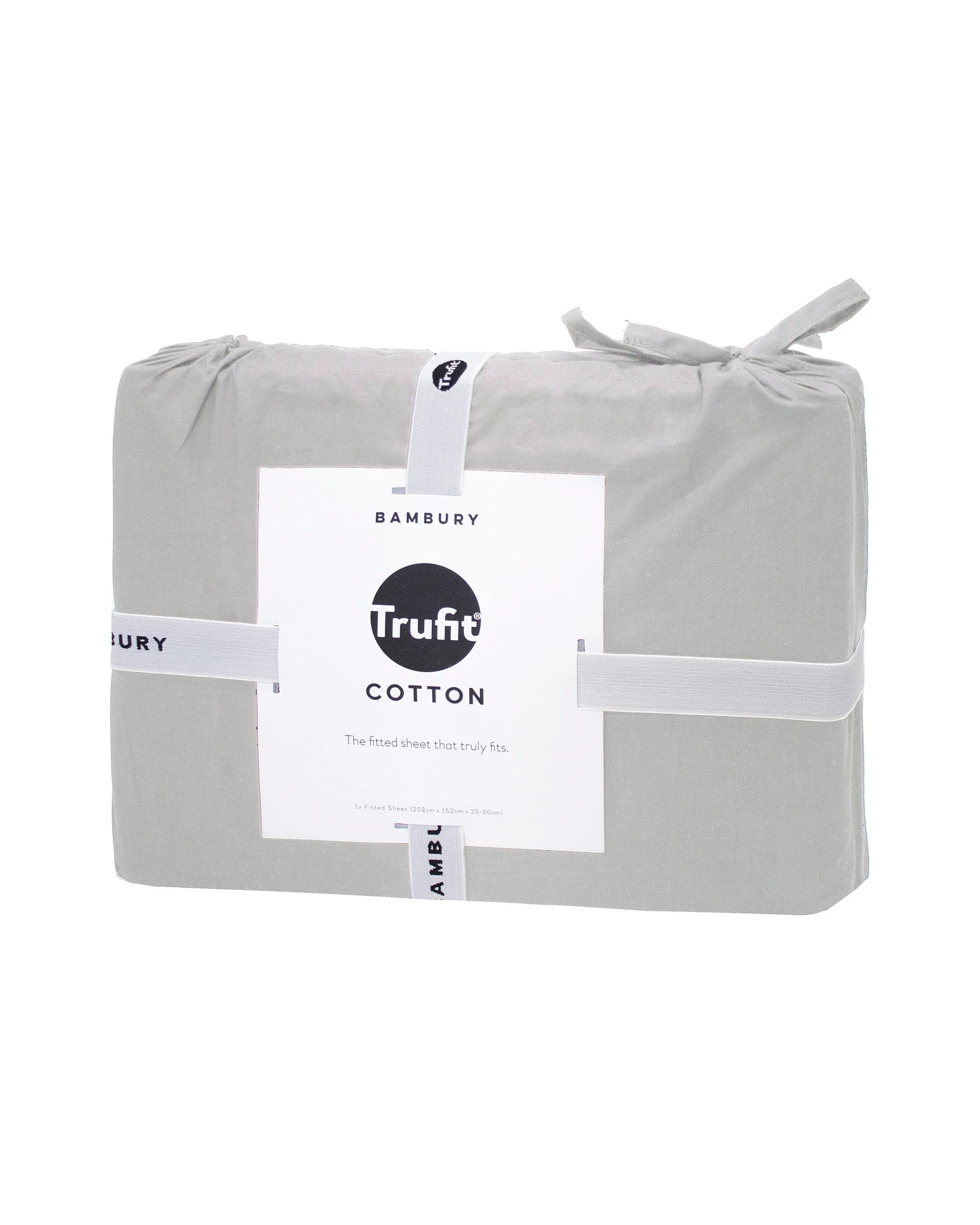 3 Bambury TRUFit Wide Elastic 100% Cotton Deep pocket Fitted Sheet Only - King Single Bed - Silver, 3 of 7