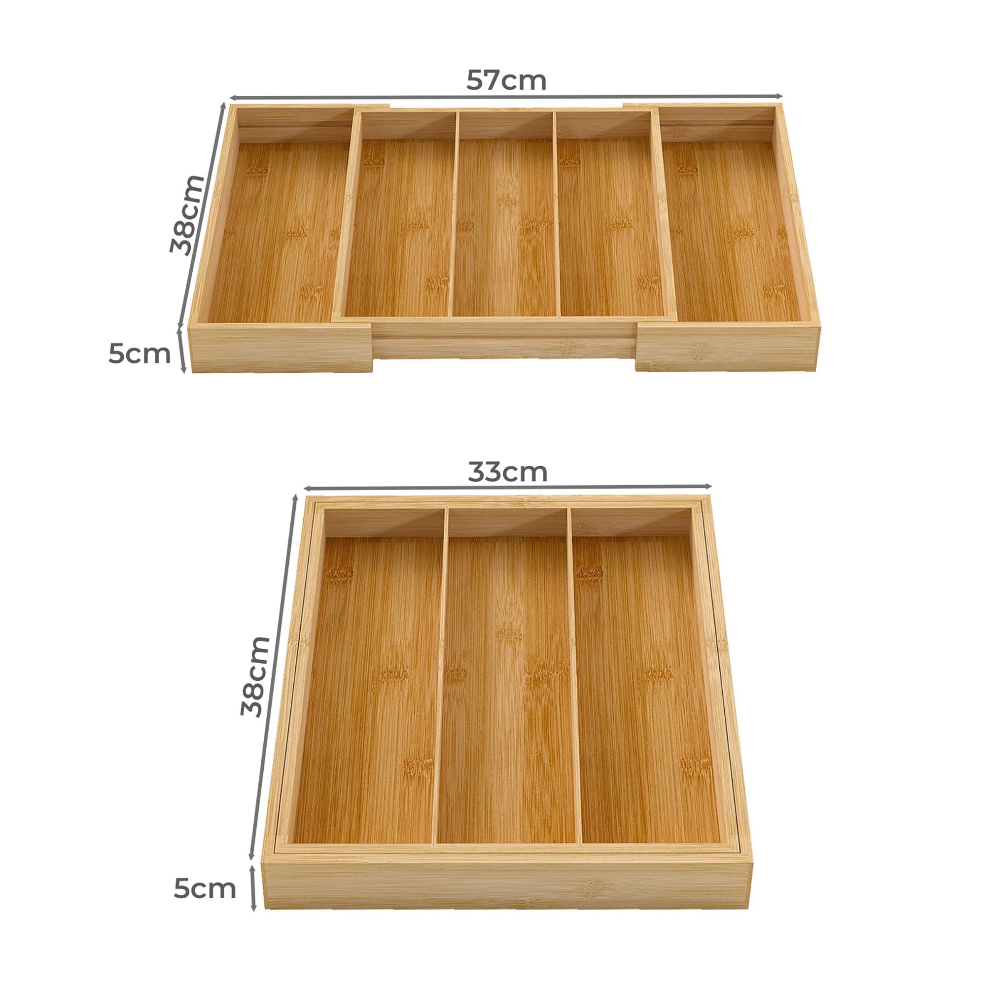 3 Toque Bamboo Expandable Kitchen Drawer Organiser 3-5 Slot, 3 of 9
