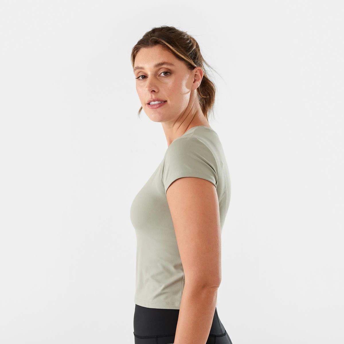 2 Active Womens Ultra Soft Crew Neck T-shirt Khaki, 2 of 6