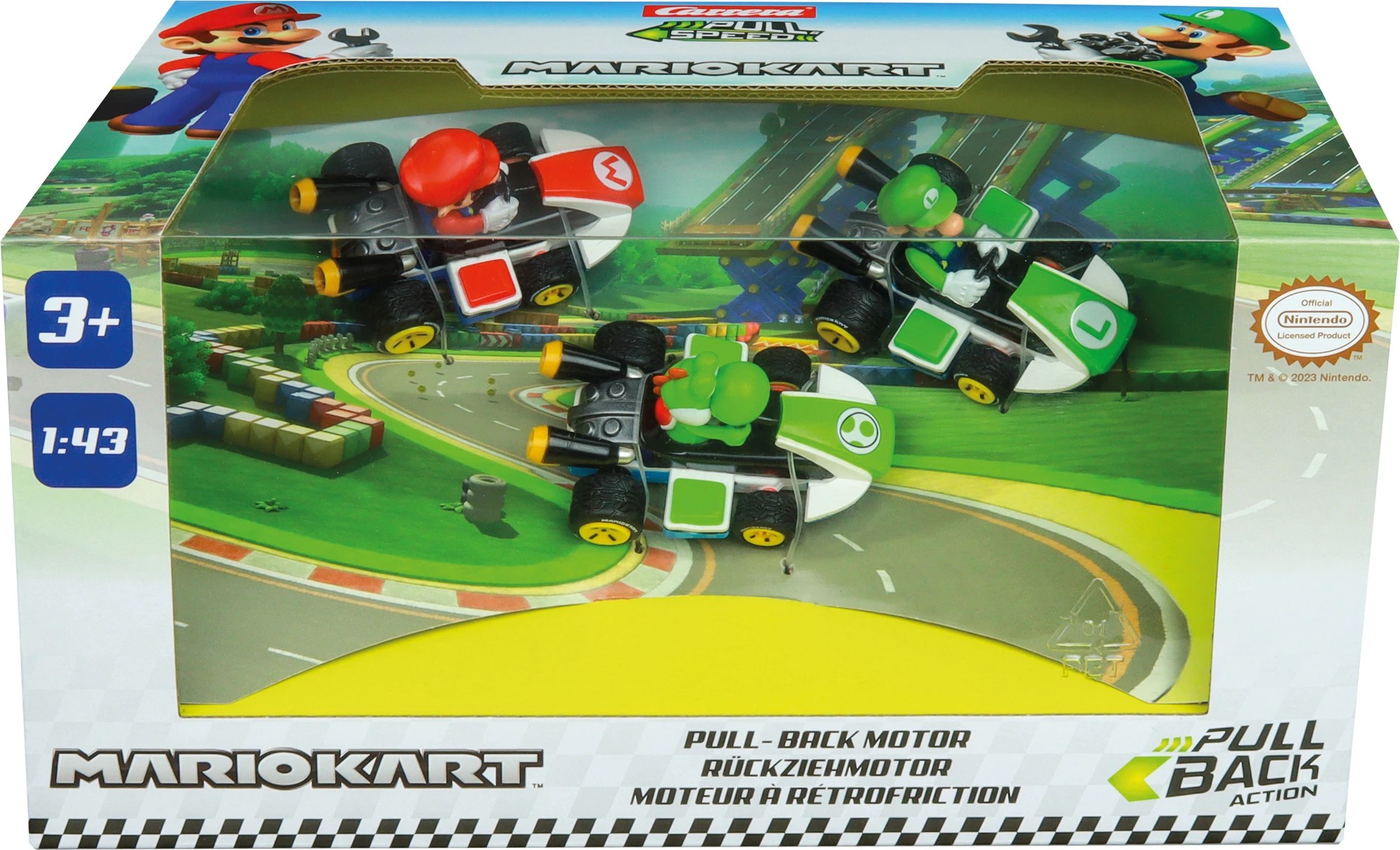 1 3 Pack Carrera Pull Speed MarioKart 1:43 Scale Vehicles, 1 of 5
