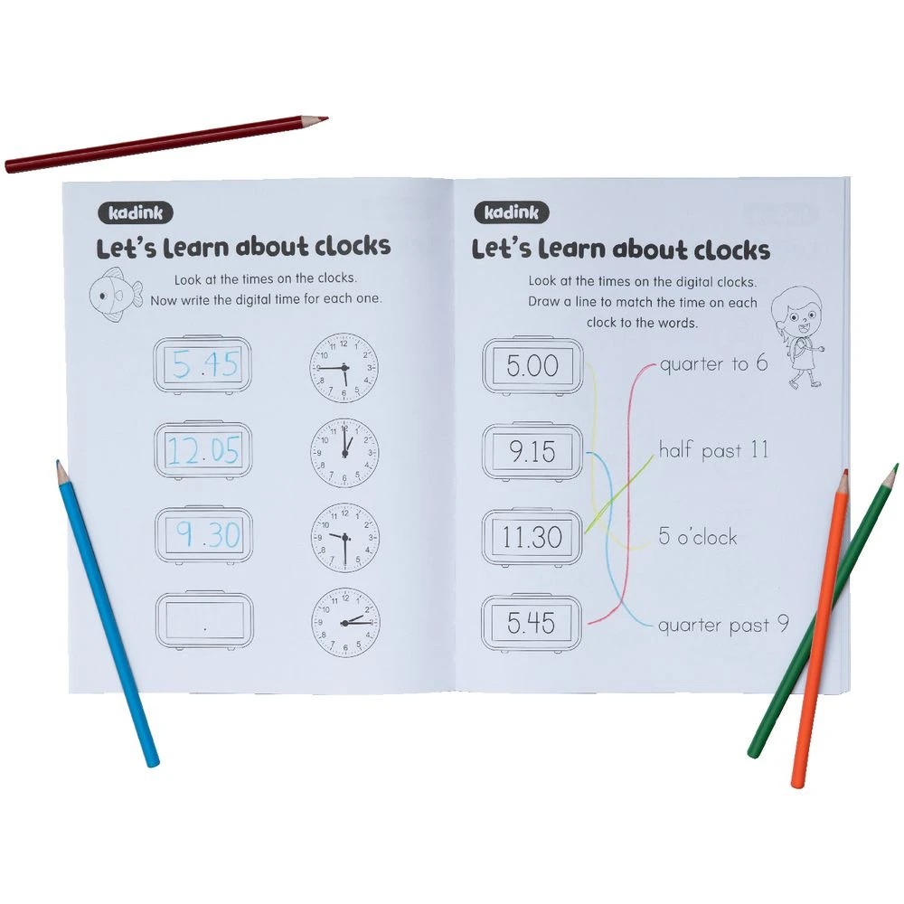 3 Kadink Workbook 48 Pages Time, Money & Fractions, 3 of 5
