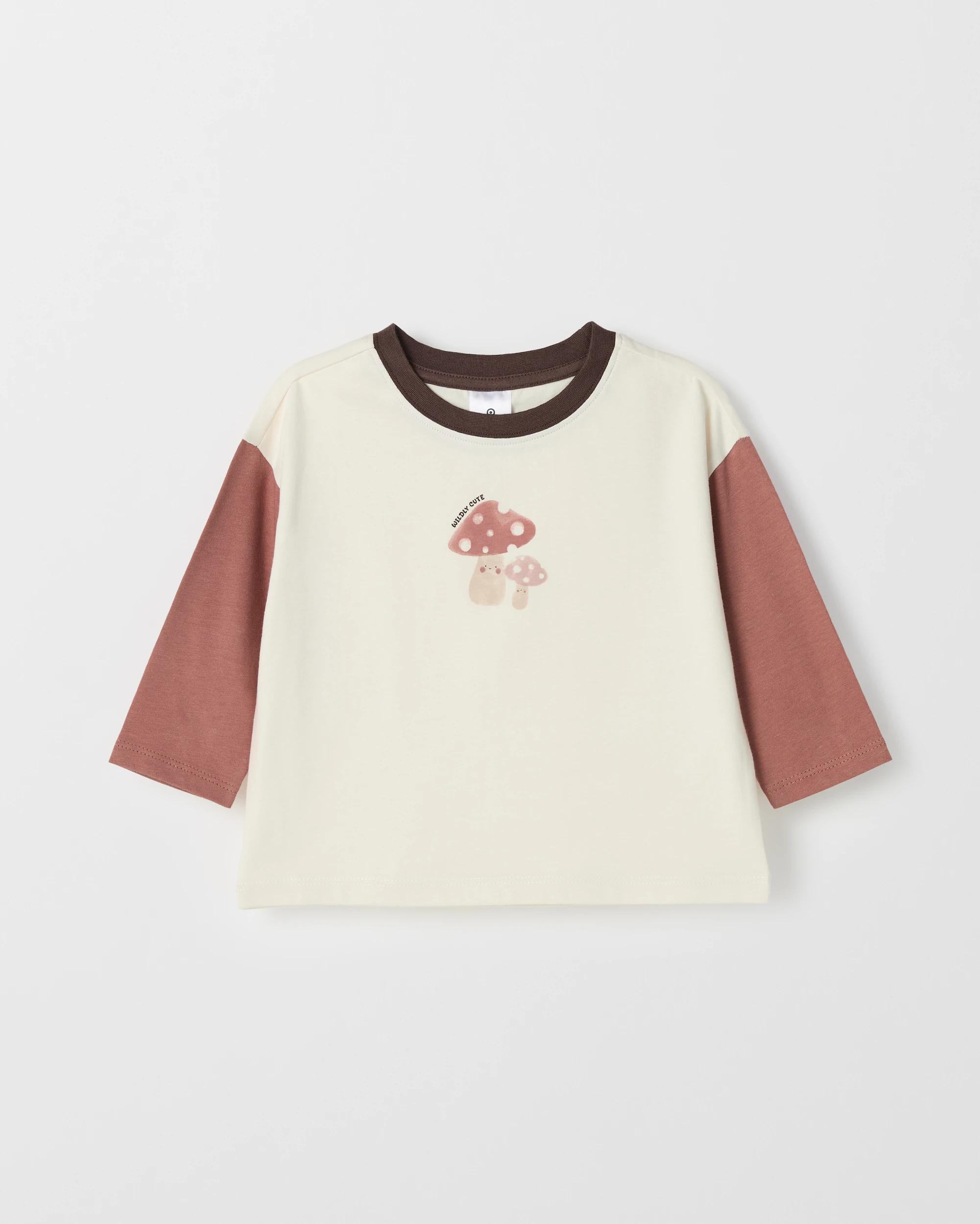1 Target Baby Baby Organic Cotton Long Sleeve Print T-Shirt MUSHROOM GARDENIA, 1 of 2