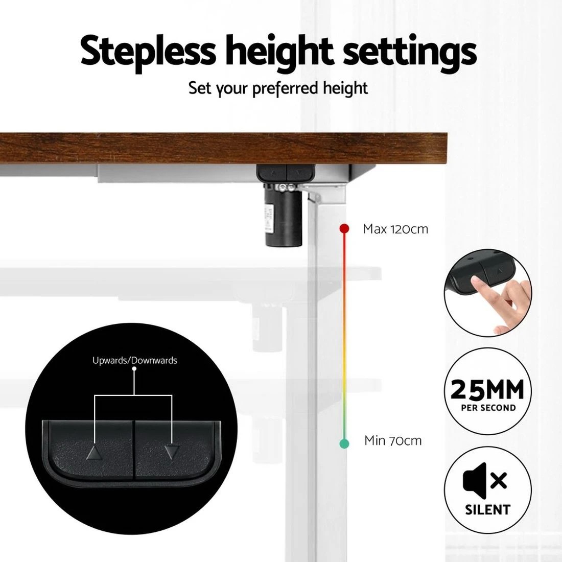 6 Artiss Standing Desk Motorised Sit Stand Desks Rustic  120CM - Brown, 6 of 7