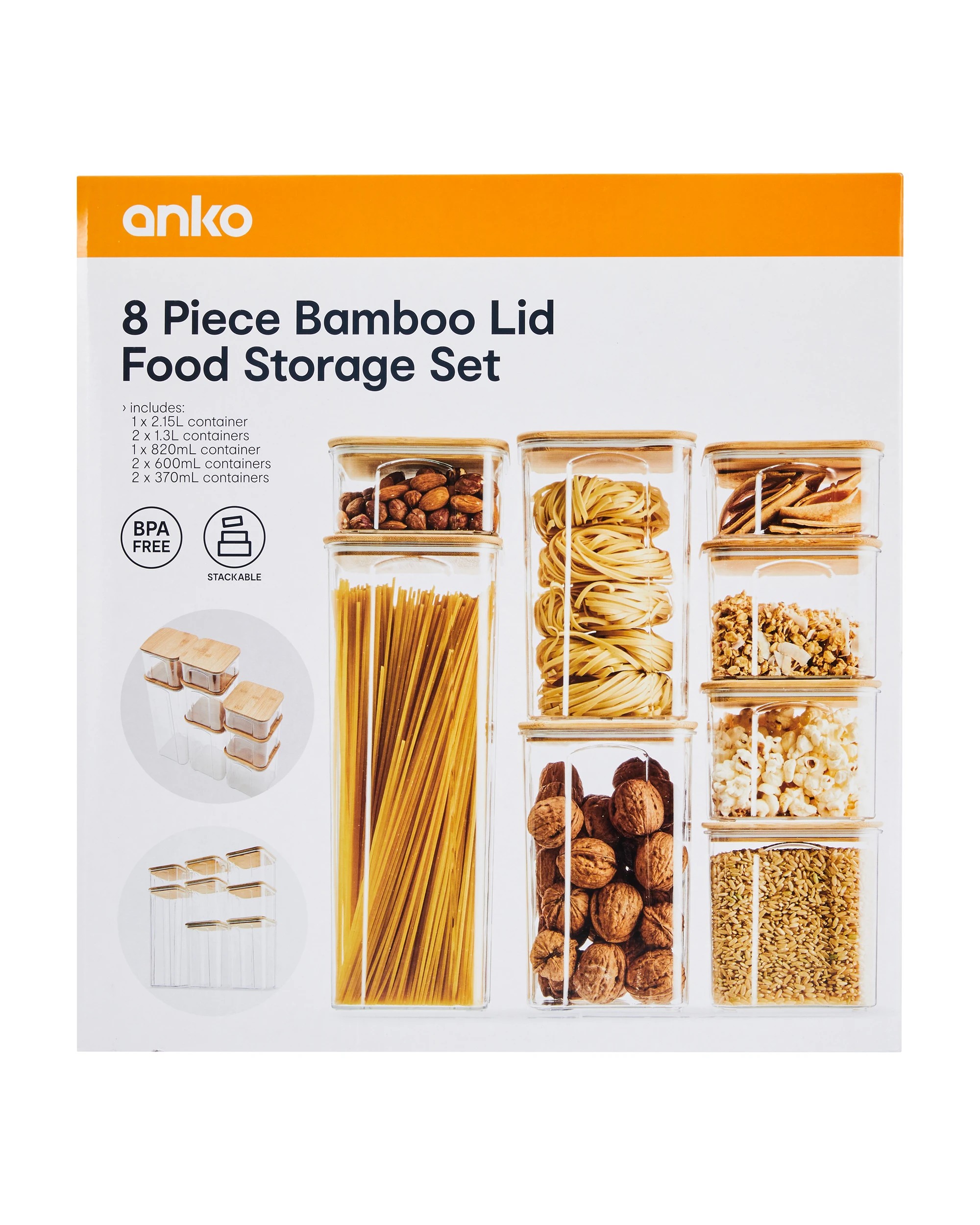 5 8 Piece Bamboo Lid Food Storage Set, 5 of 10