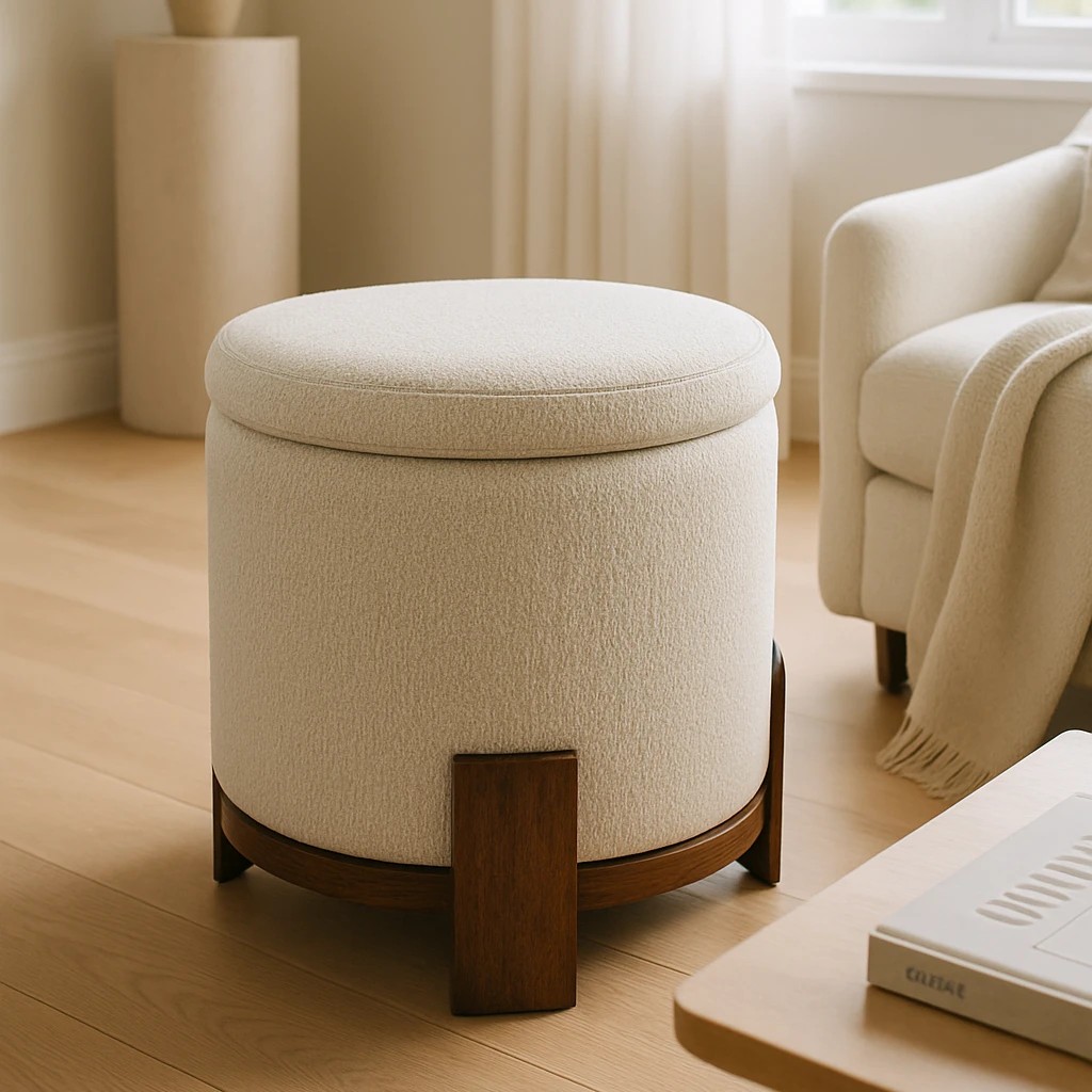 2 La Grace Home Barrel Storage Pouf - Brown, 2 of 5