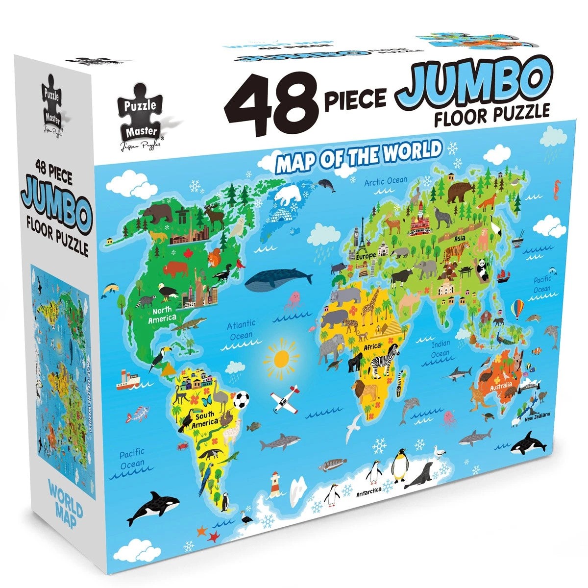 1 Puzzle Master 48 Piece Jumbo Floor Puzzle World Map, 1 of 7