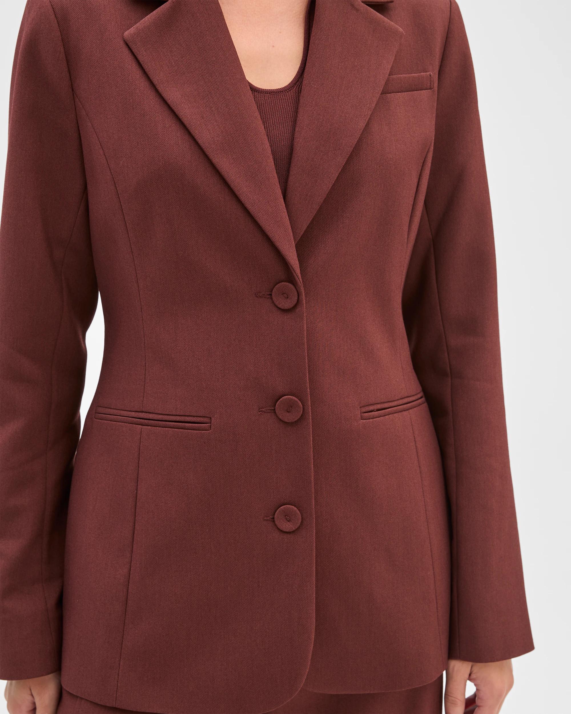 4 Preview Single Breasted Blazer RUM RAISIN, 4 of 10