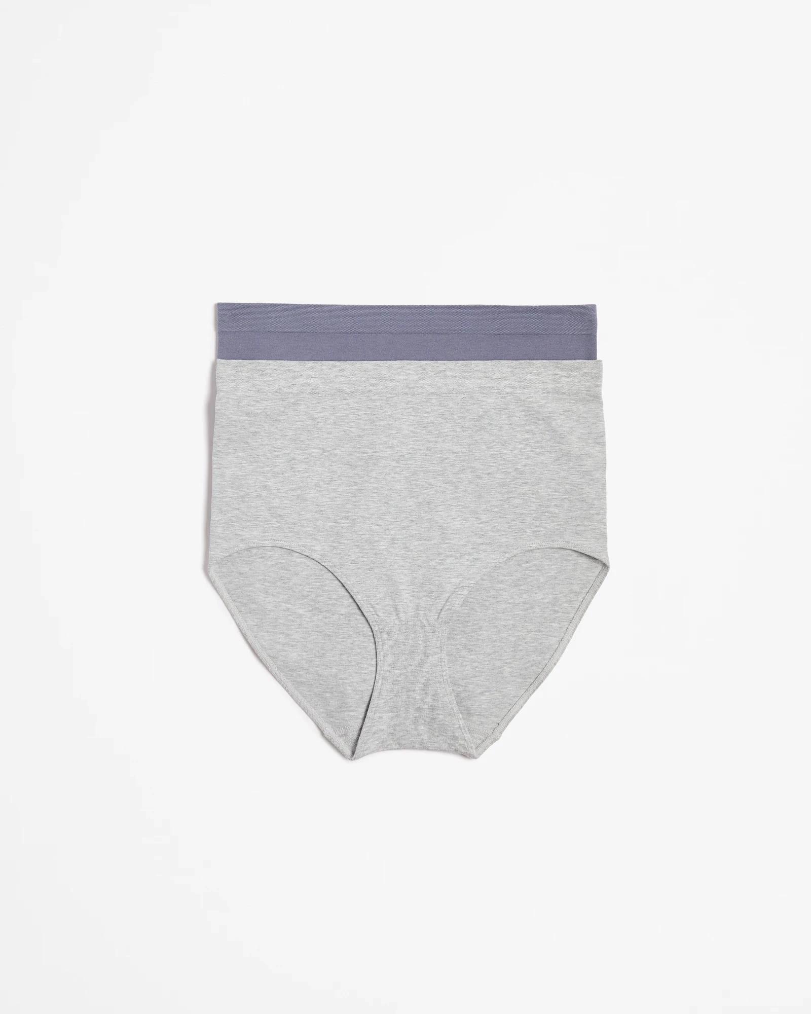 1 Target Australian Cotton Blend 2 Pack Seamfree Full Briefs GREY MARLE/FOLKSTONE, 1 of 5