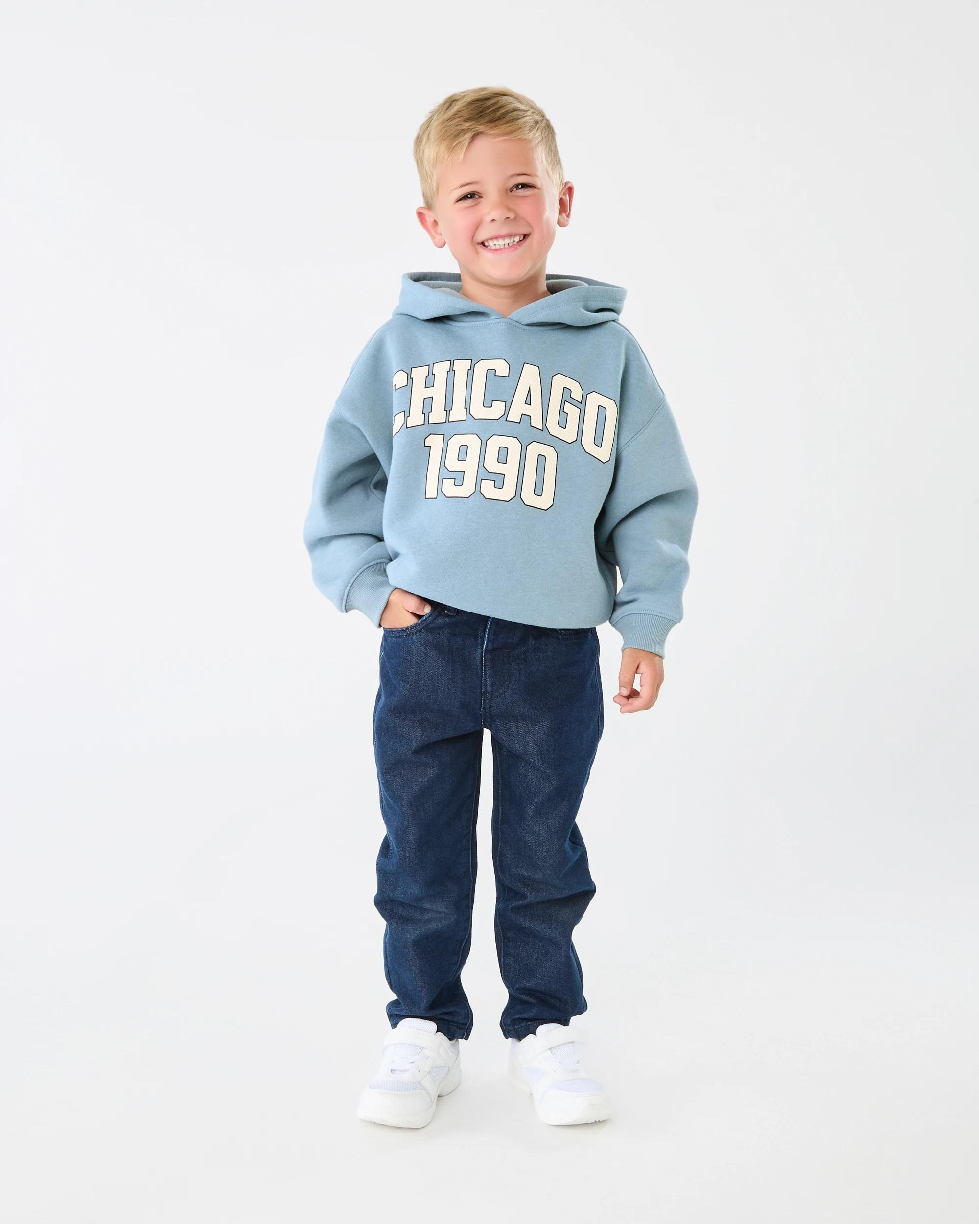 5 Oversize Print Hoodie Blu Varsit, 5 of 6