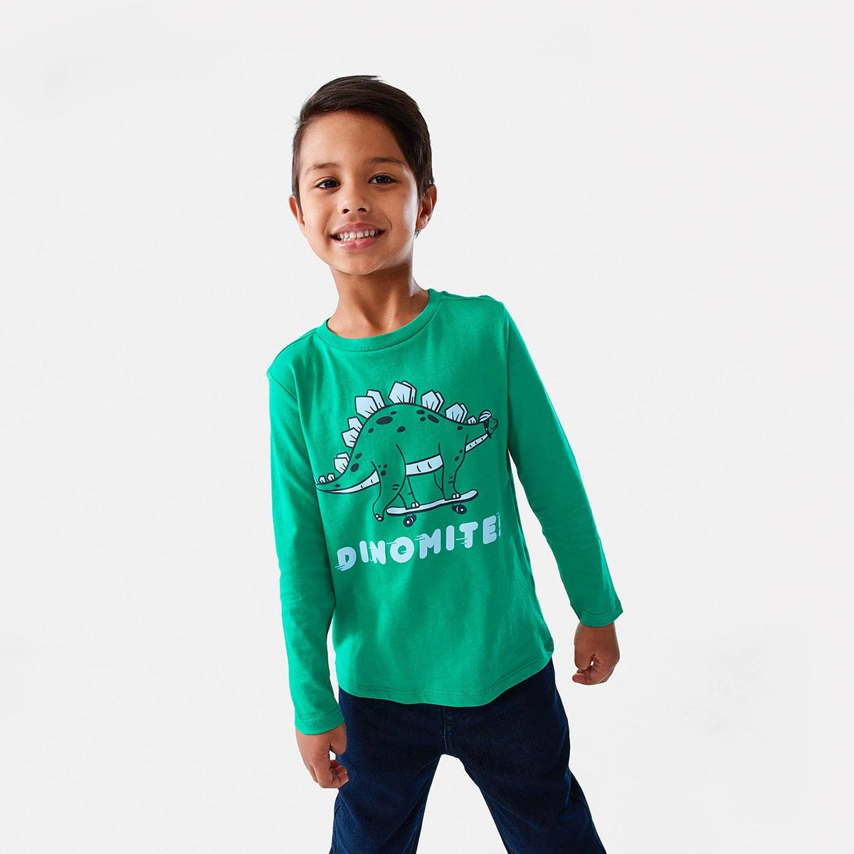 1 Long Sleeve Print T-shirt Lush Dino, 1 of 8
