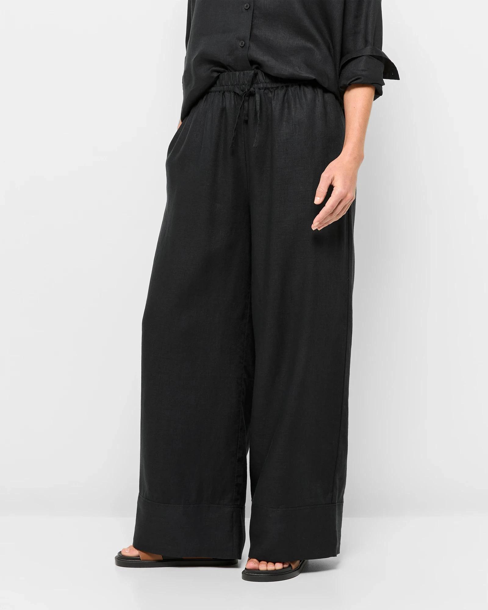 3 Target European Linen Wide Leg Pants BLACK, 3 of 5