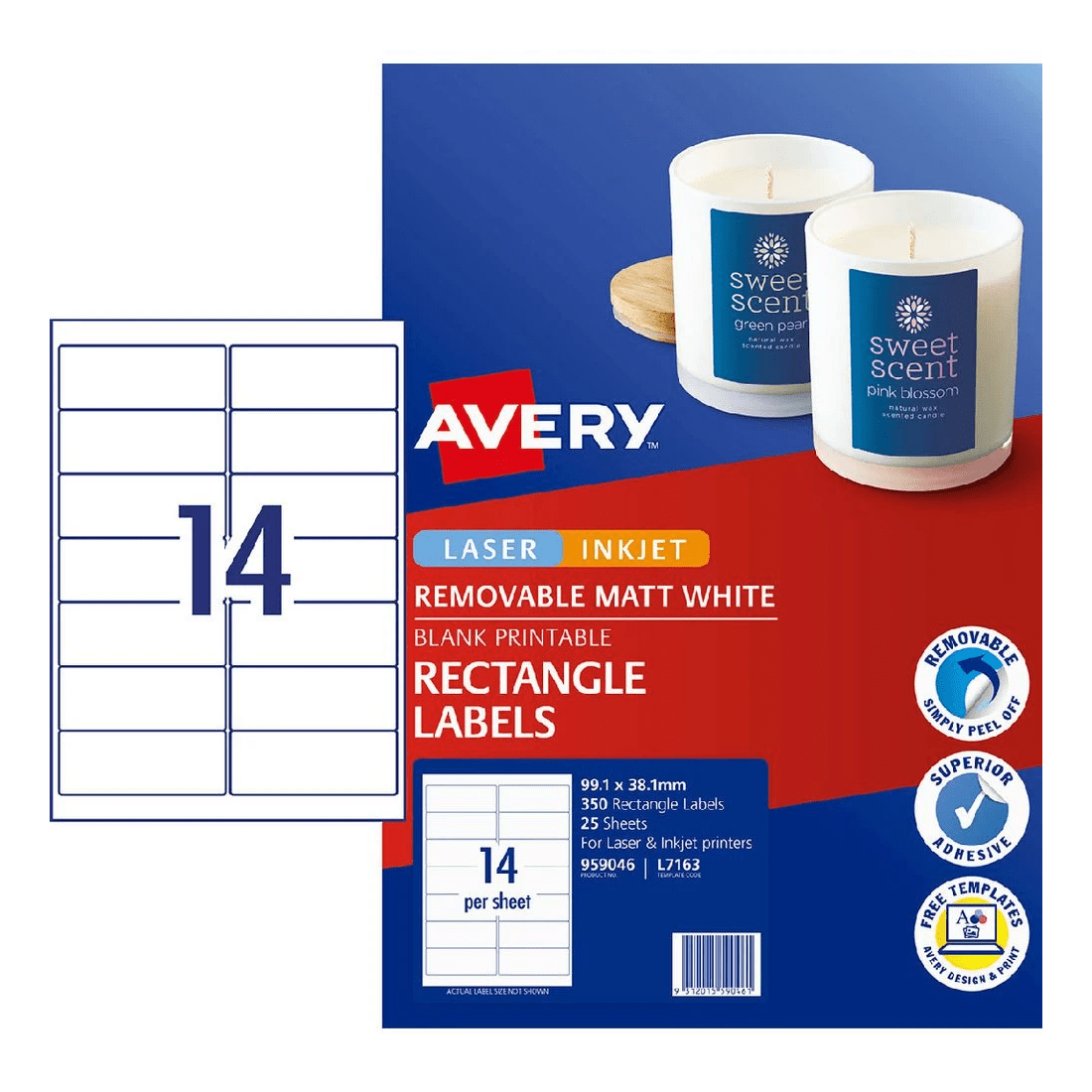1 Avery Removable Multi-purpose Labels 14UP 25 Pack, 1 of 2