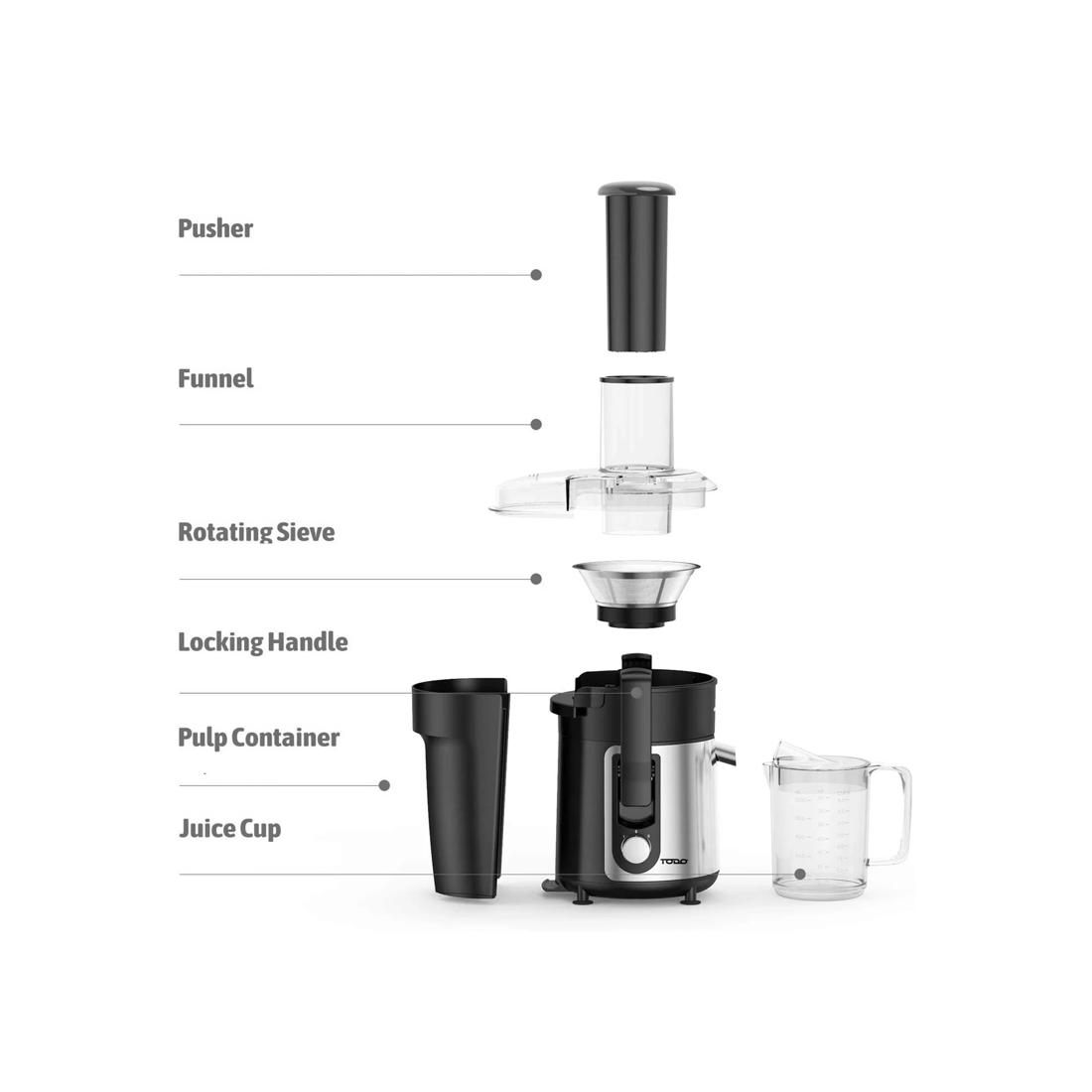 5 TODO 800W Stainless Steel Juicer Healthy Electric Juice Extractor 1L Jug, 5 of 6