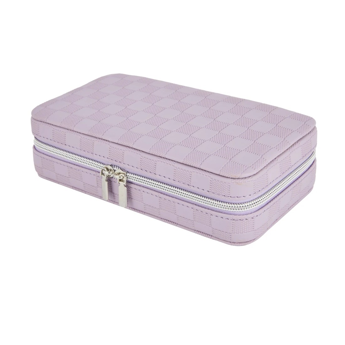 1 Lilac Check Large Zip Jewellery Case, 1 of 9