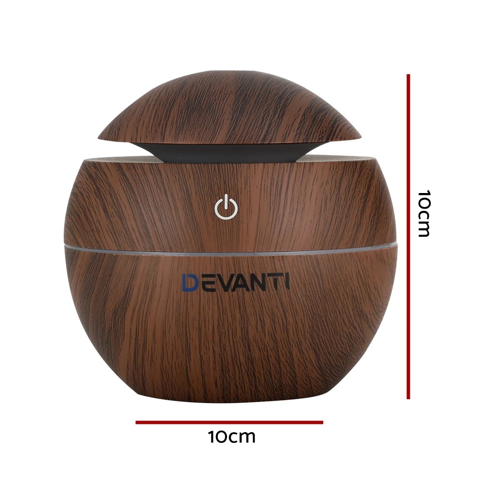 2 Devanti Aroma Diffuser Aromatherapy Dark Wood 130ml - Brown, 2 of 4