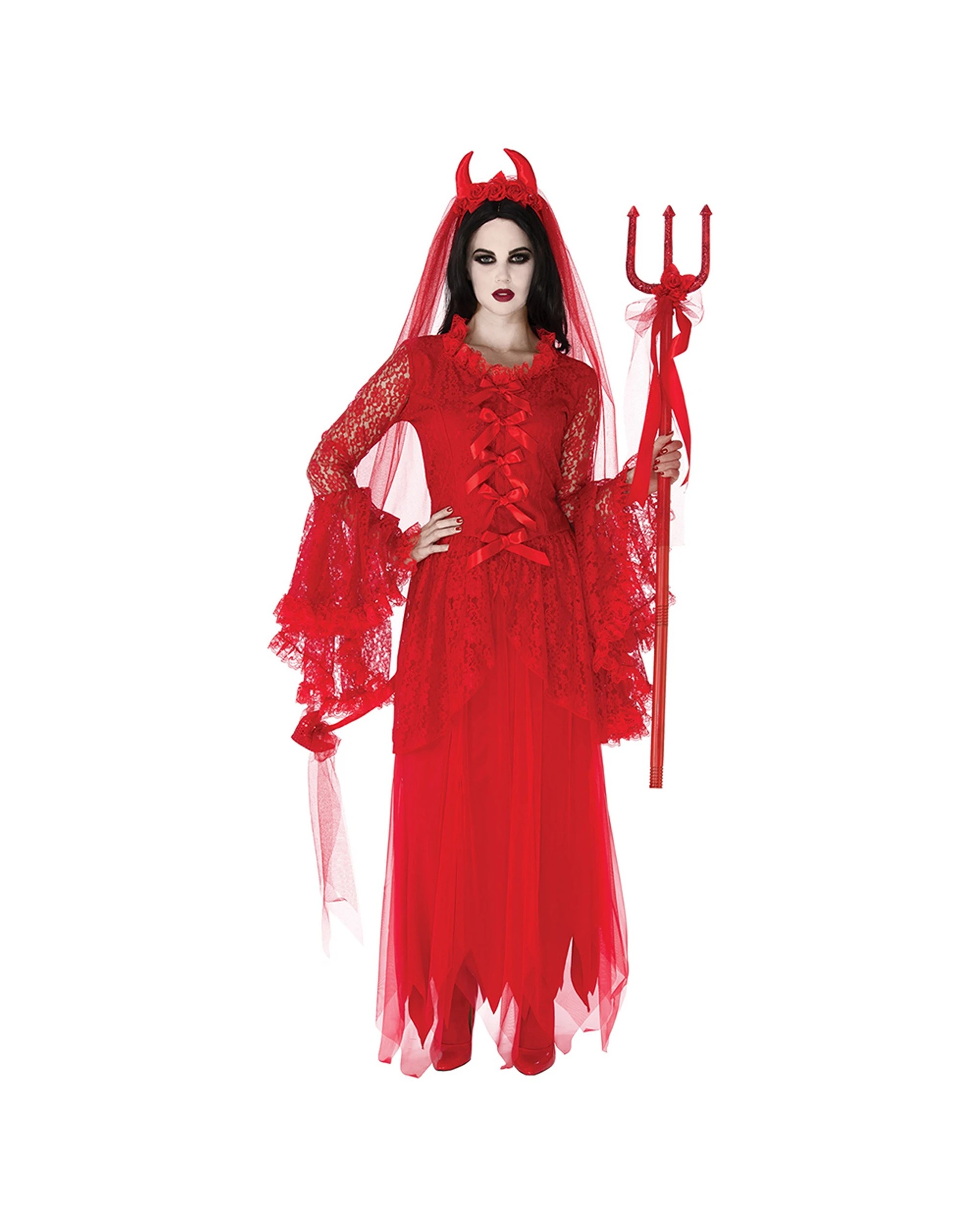 1 Rubies Villainous Veil Women Headpiece Adult Costume Accessory - Red, 1 of 3