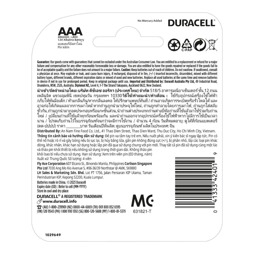 2 Duracell AAA 4 Pack Batteries - Multi, 2 of 9