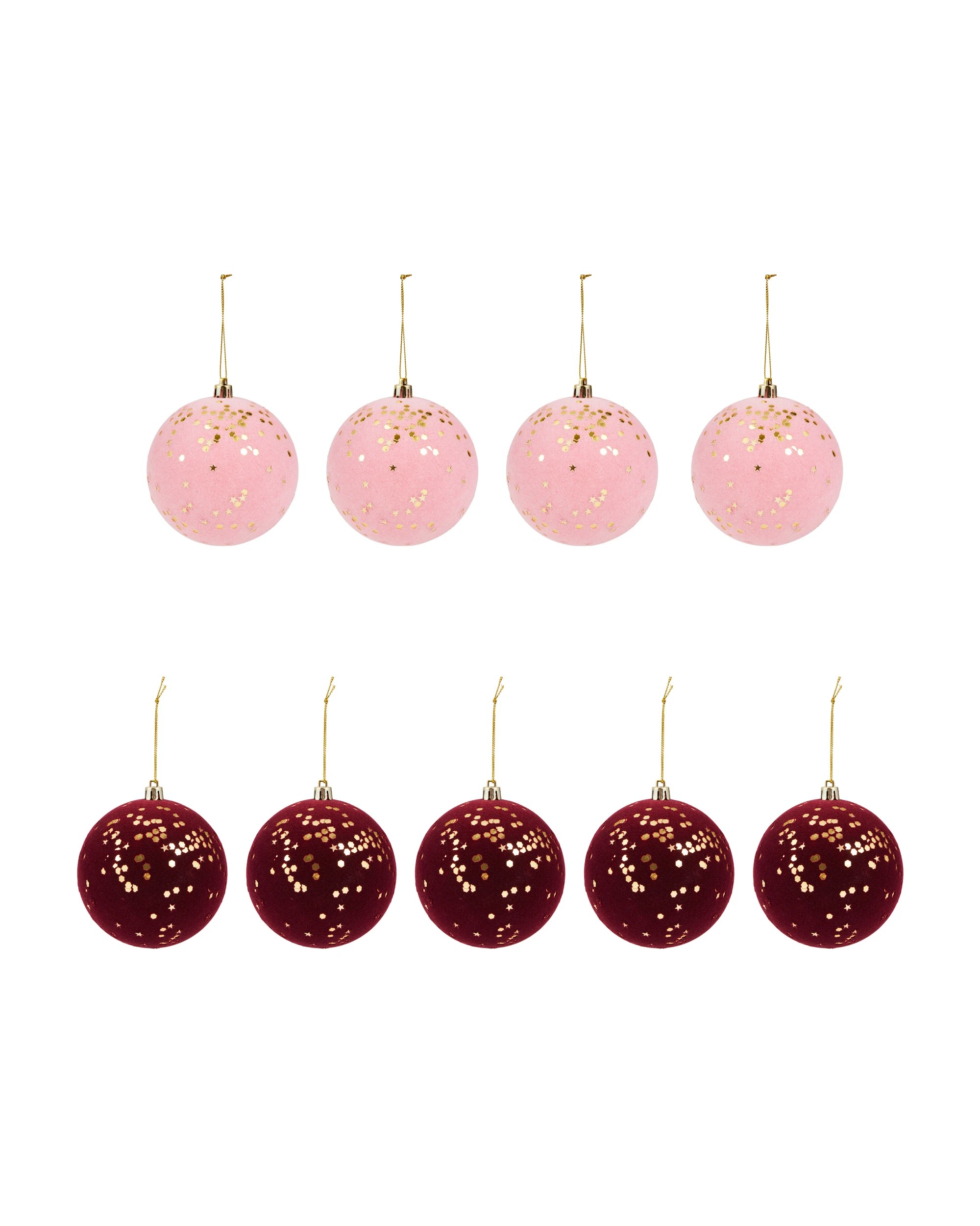 2 9 Pack 10cm Fig Flocked Baubles, 2 of 5