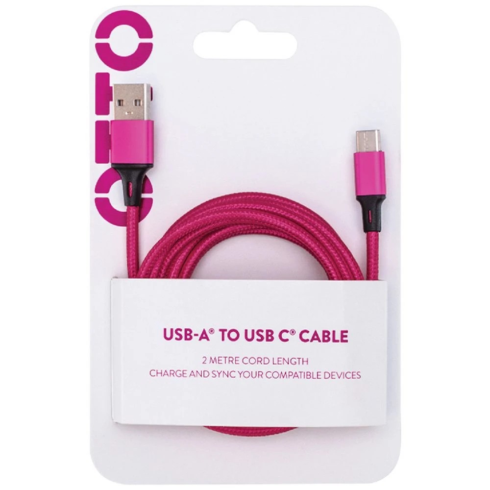 2 Otto 2m USB-C to USB-A Cable Euphoric Pink, 2 of 4