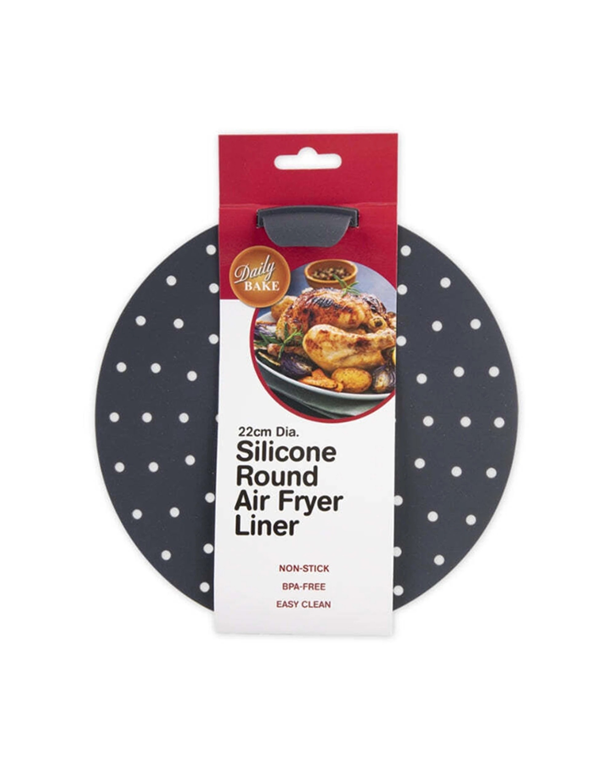 2 Daily Bake Reusable 22cm Non-stick Silicone Air Fryer Liner Round Heat Resistant - Grey, 2 of 4