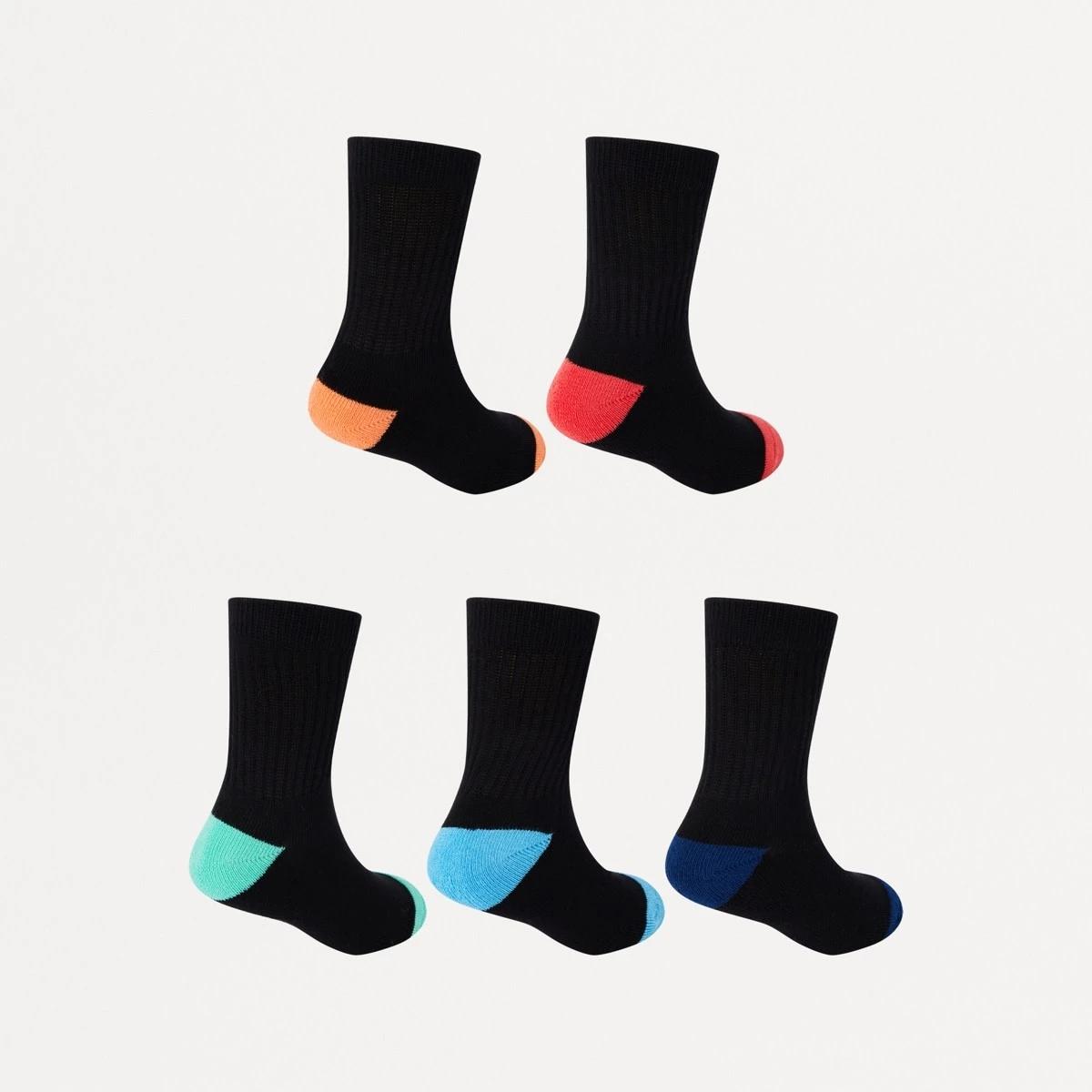 2 5 Pack Active Kids Crew Socks BLACK RAINBOW, 2 of 3