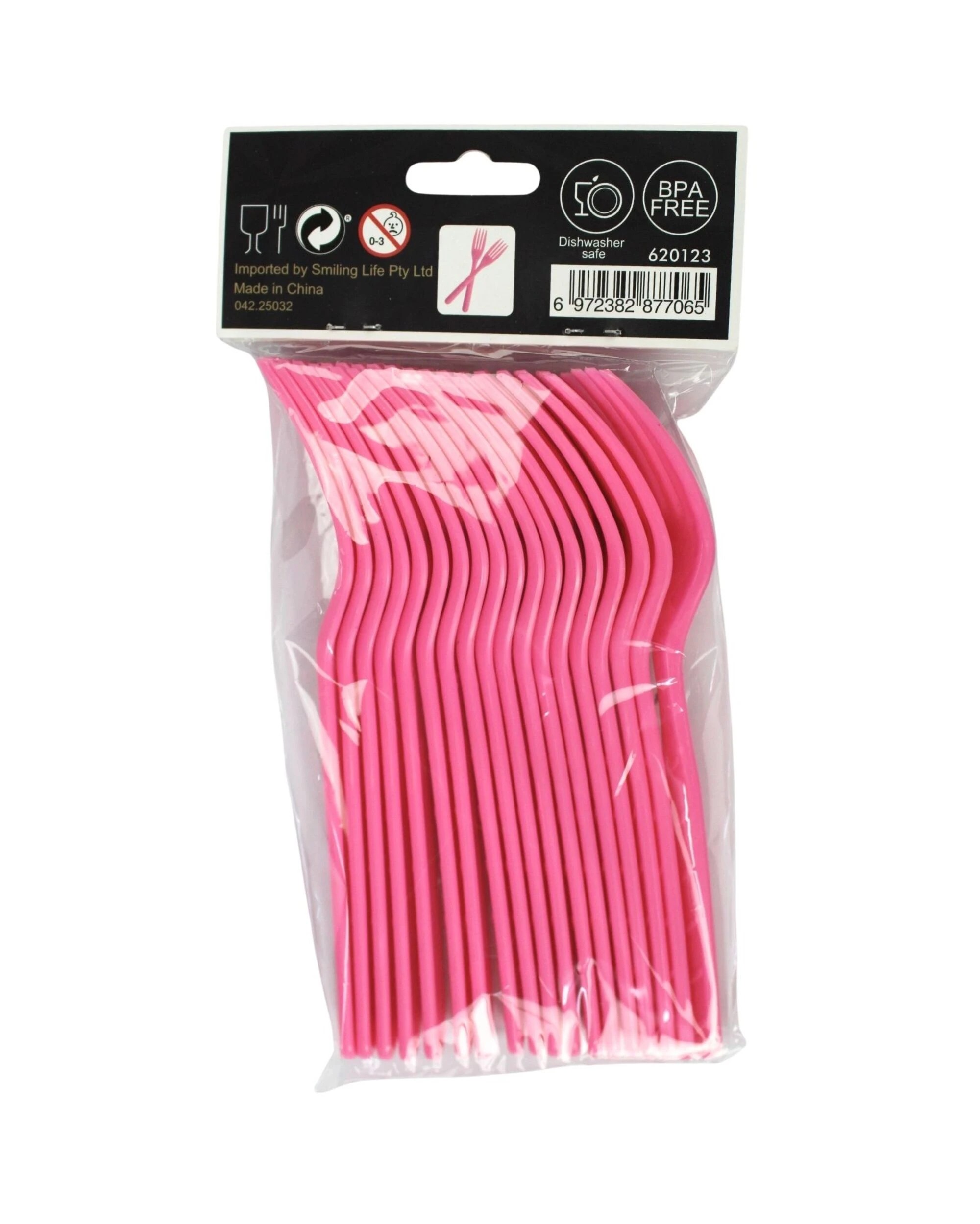 4 Party Maker Hot Reusable Plastic Forks Pack of 18 - Pink, 4 of 4
