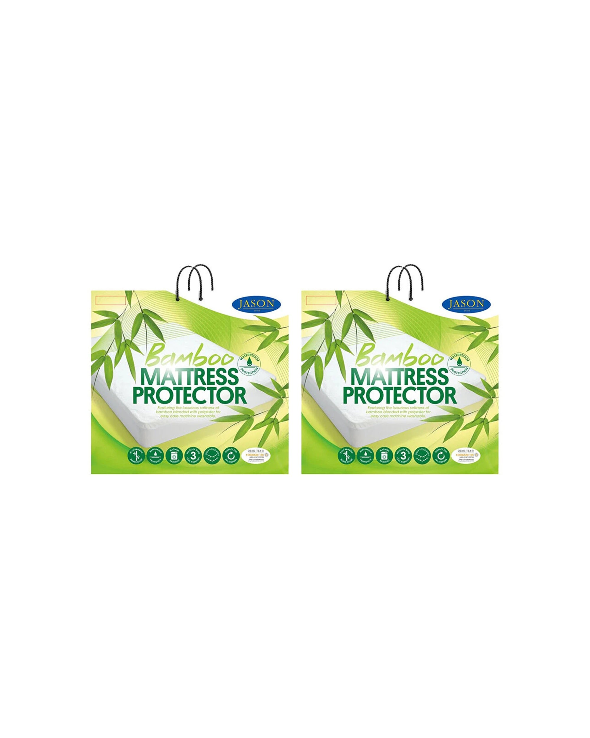 1 Jason Commercial Bamboo Mattress Protectors 2PK 203x203cm - White, 1 of 3
