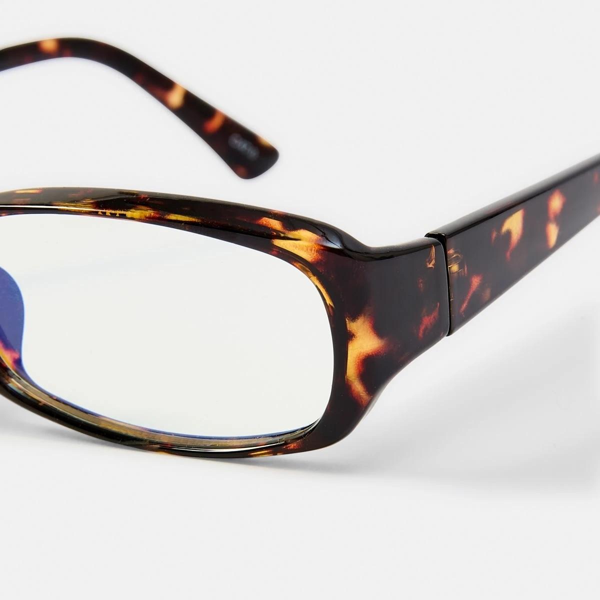 3 Womens Thin Rectangle Blue Light Glasses Tort, 3 of 7