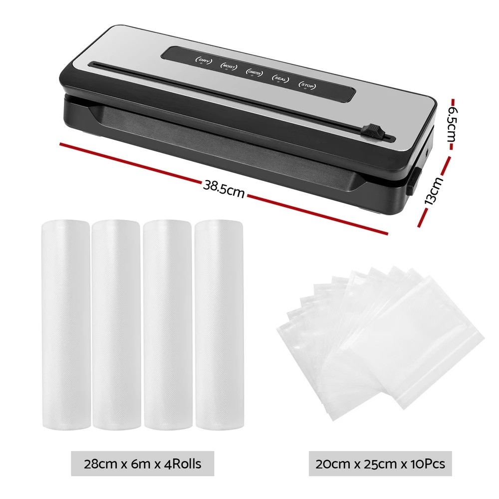2 Devanti Food Vacuum Sealer Machine Sealing Cutter 4 Modes Storage Bags 4 Rolls - Multi, 2 of 5