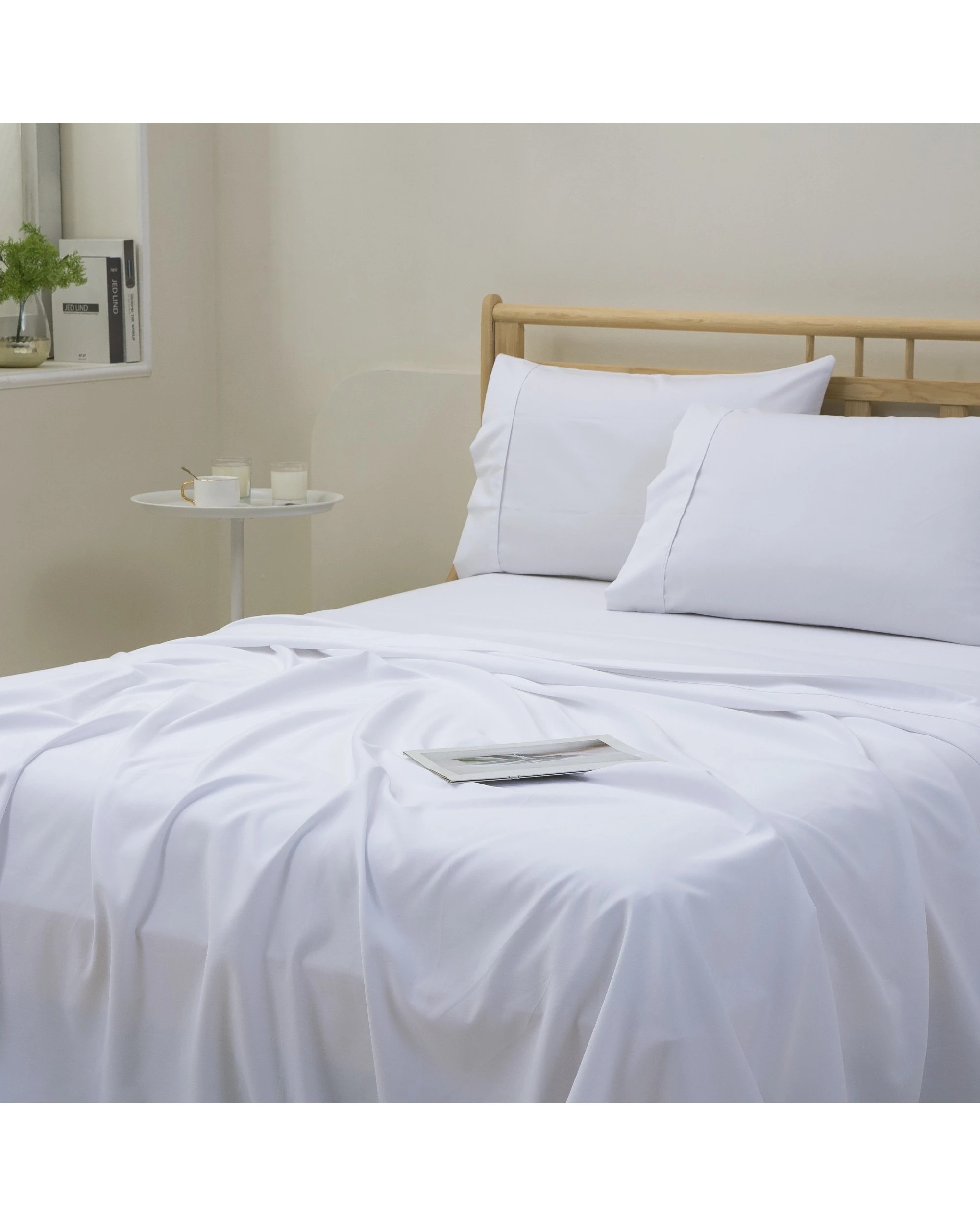 2 Dreamaker 1500TC Cotton Rich Sateen Sheet Set - King Single Bed - White, 2 of 5