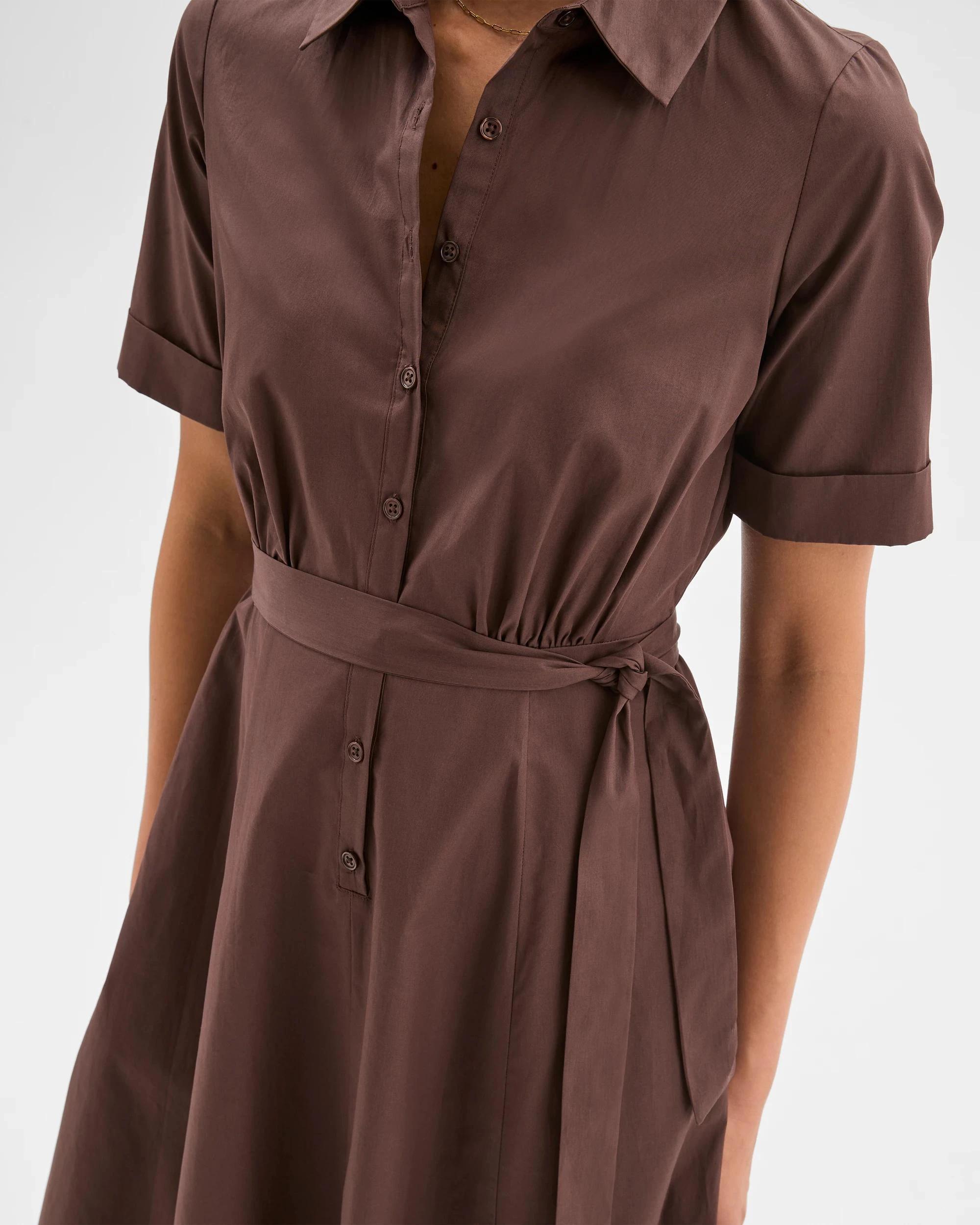 5 Australian Cotton Midi Shirt Dress - Preview LIGHT CHOCOLATE, 5 of 7