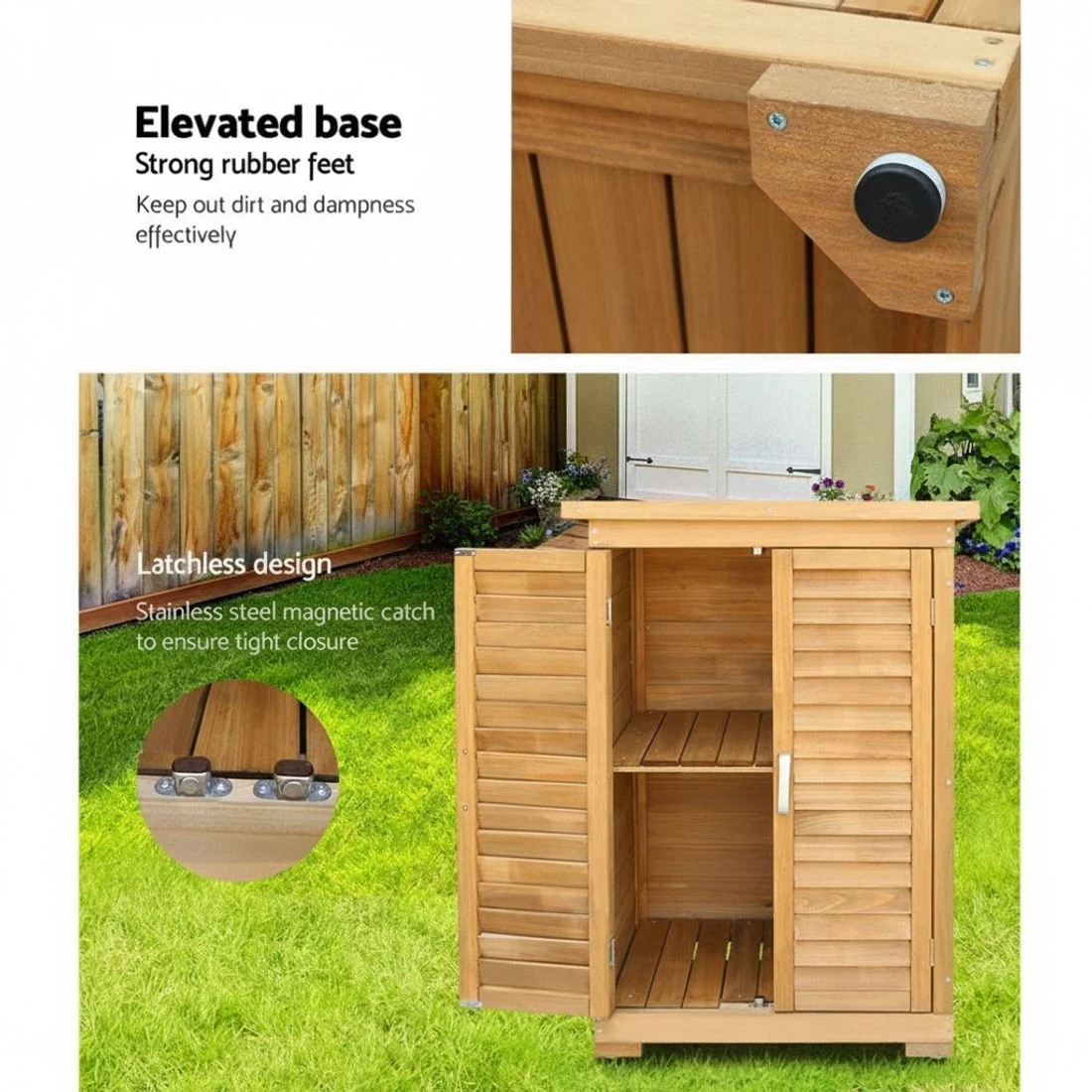 5 Gardeon Outdoor Storage Cabinet Box Wooden Portable Timber Garage Yard - Brown, 5 of 8