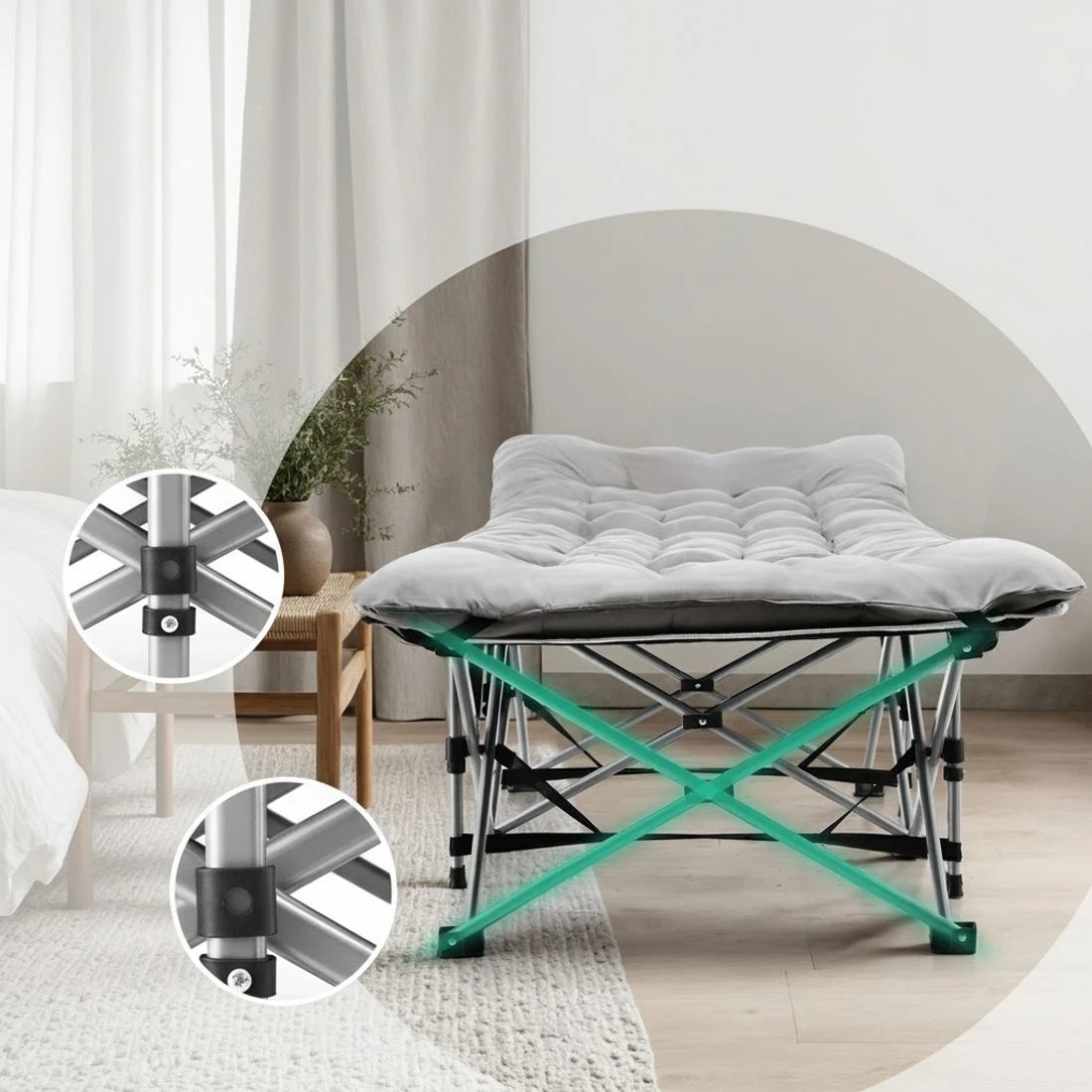4 Artiss Folding Bed With Mattress Heavy Duty  185CM - Multi - Multi, 4 of 8