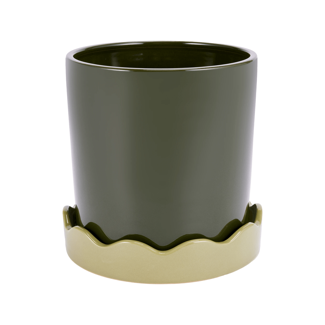 2 Green Glazed Pot with Saucer, 2 of 8