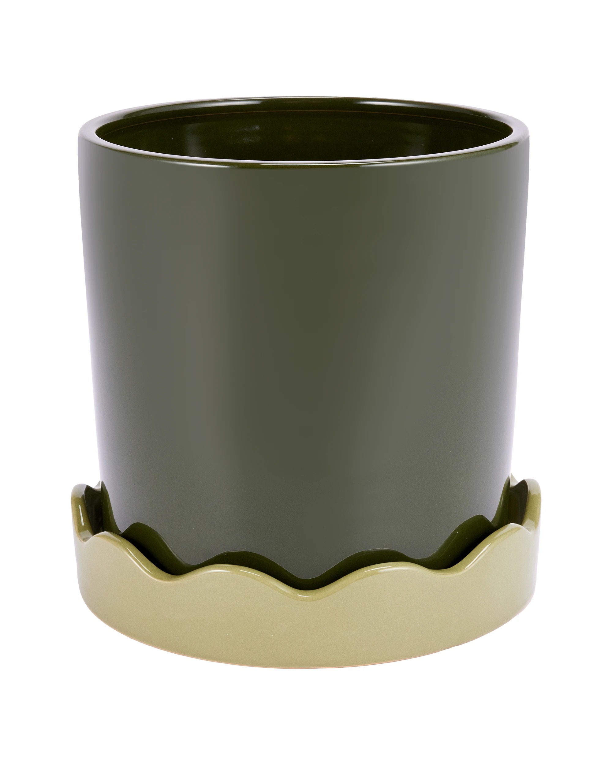 2 Green Glazed Pot with Saucer, 2 of 8