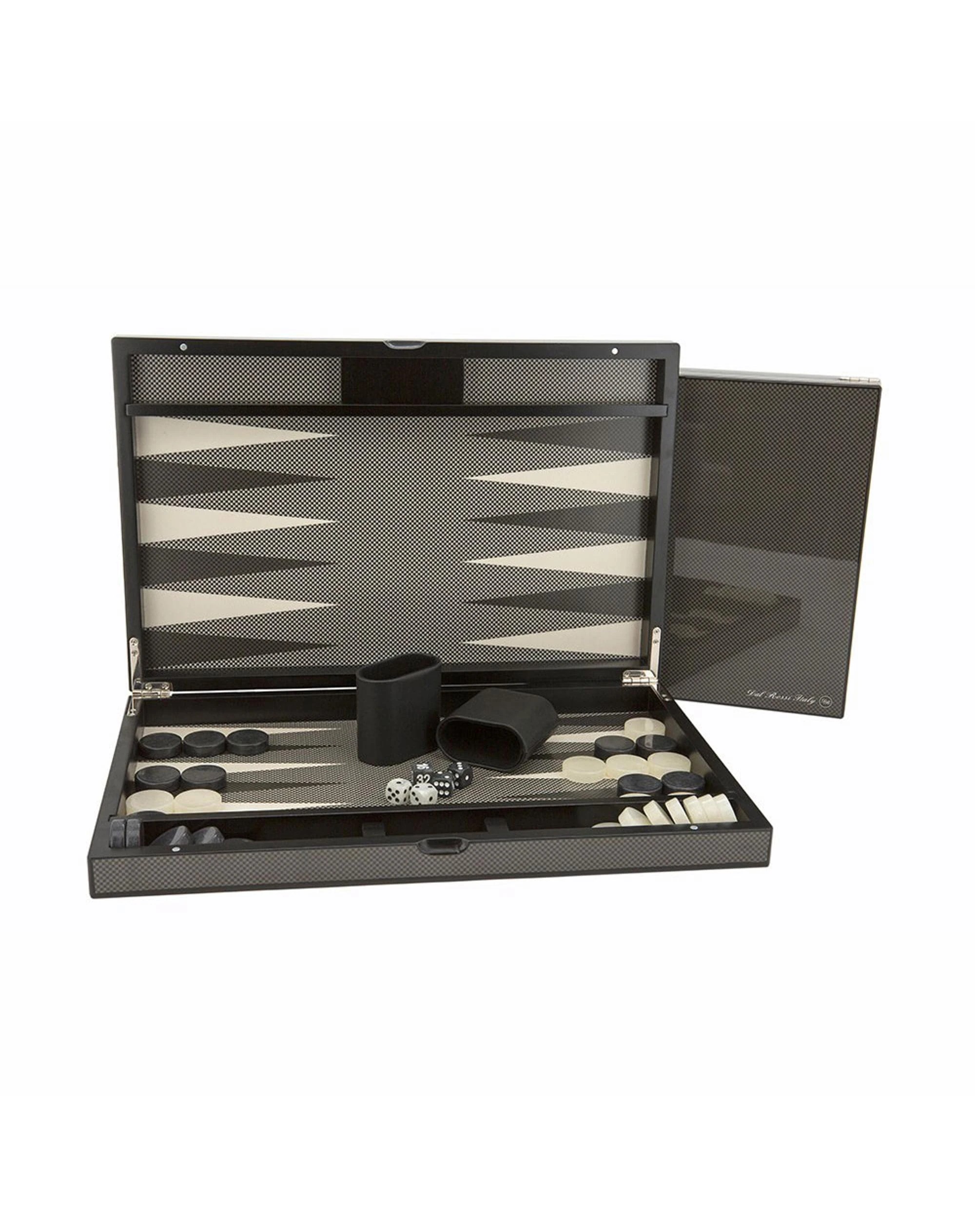 1 Dal Rossi Carbon Fibre Finish 18'' Backgammon Set, 1 of 3