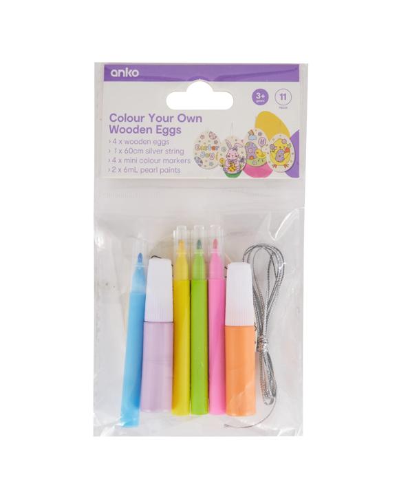 11 Piece Colour Your Own Wooden Eggs