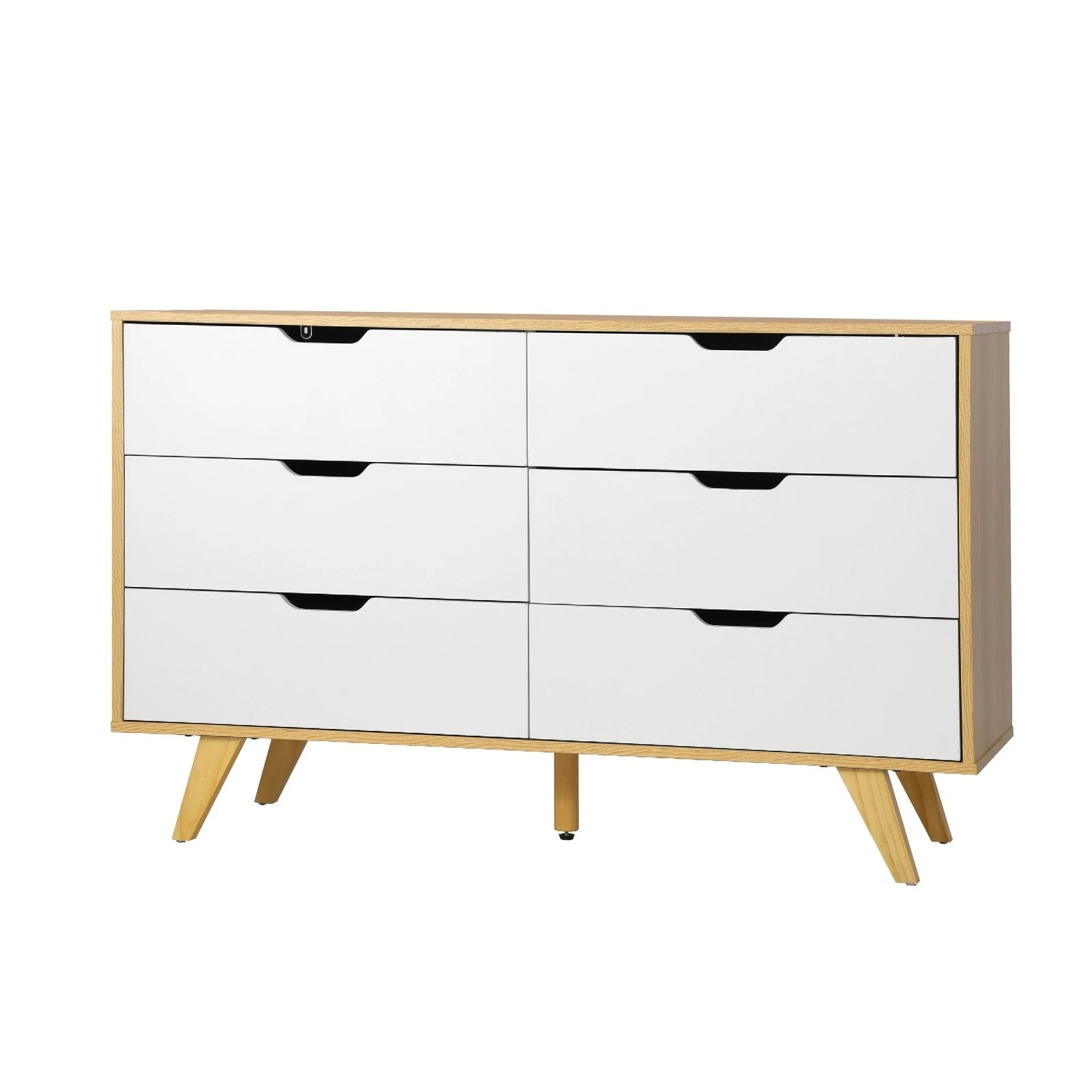 1 Oikiture 6 Chest Of Drawers Lowboy Dresser Storage Cabinet Bedroom
 - Multi, 1 of 10