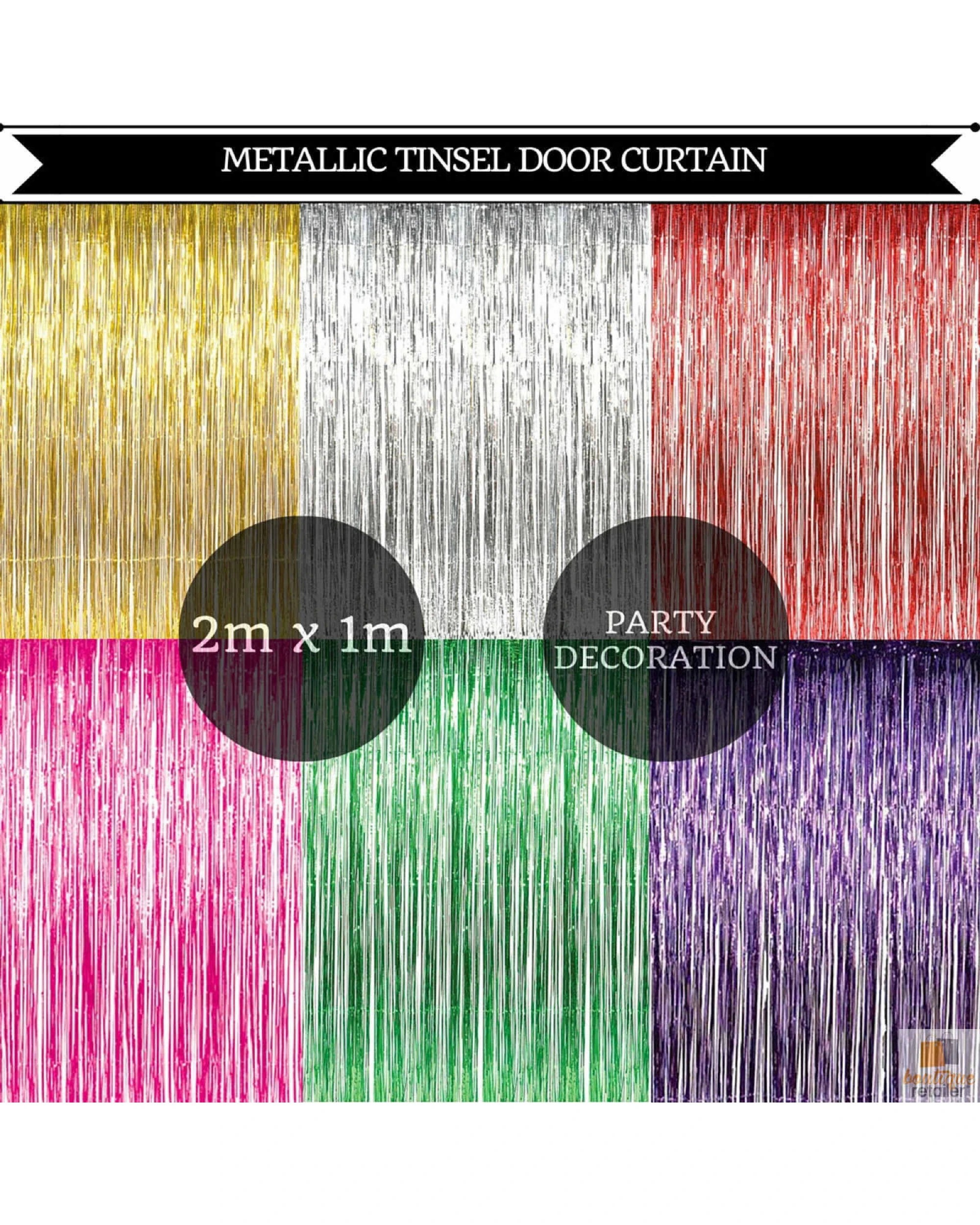 4 Br Costumes Tinsel Curtain Foil Metallic Fringe Backdrop Party Door Decorations - (200cm X 100cm) - Green, 4 of 5