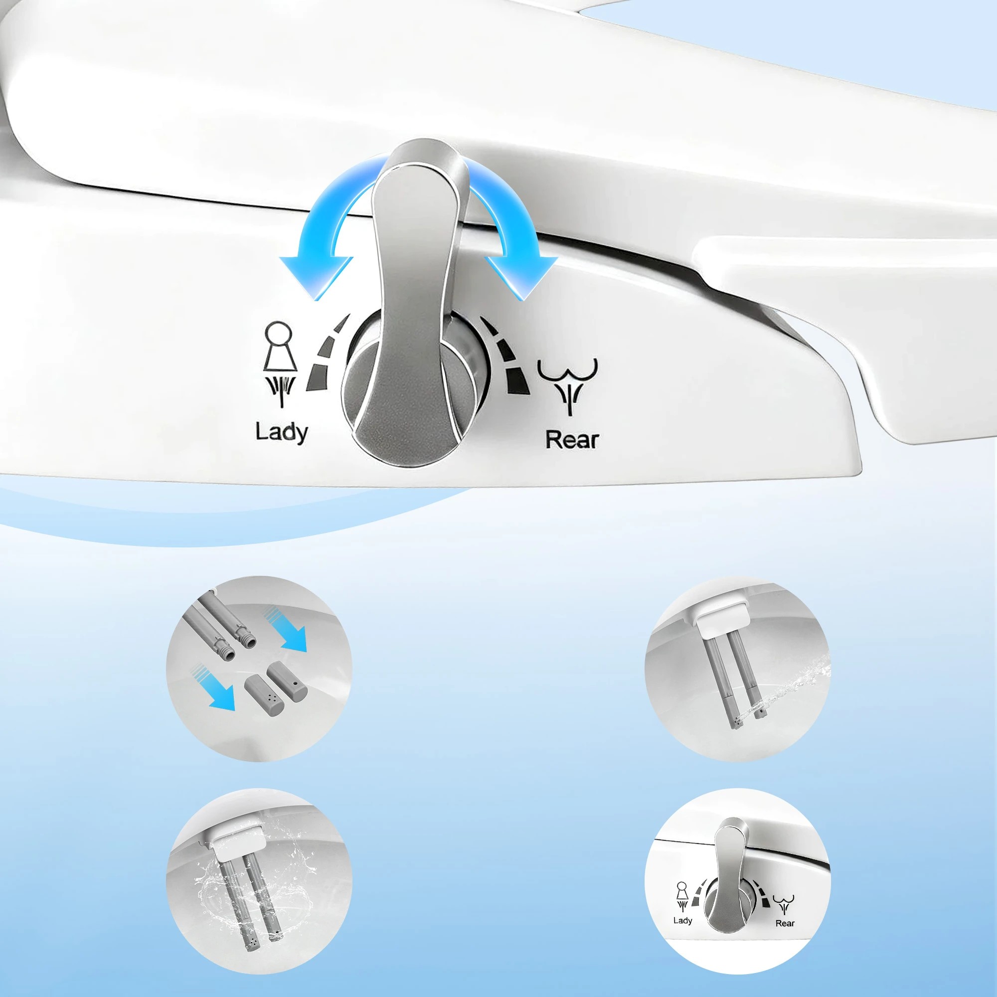 5 Cefito Non Electric Bidet Toilet Seat D-Shape - White, 5 of 8